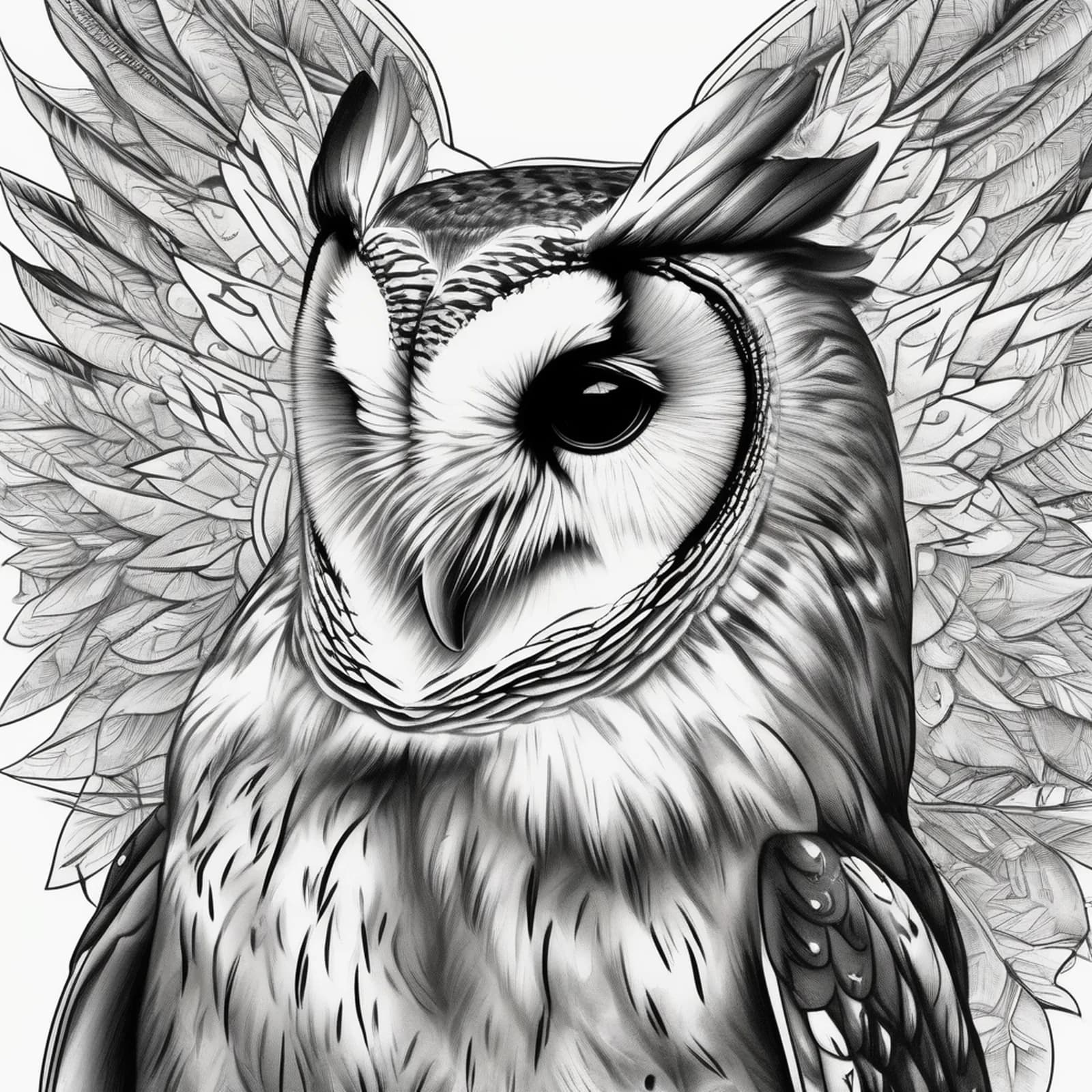 Barn Owl Portrait tattoo design, alternative version 2