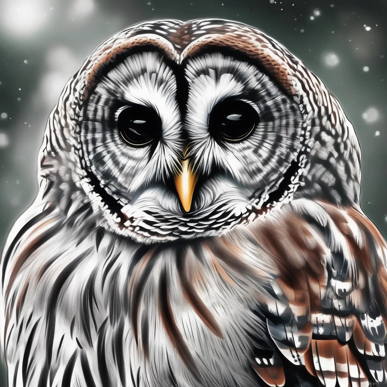Barred Owl tattoo design, alternative version 2