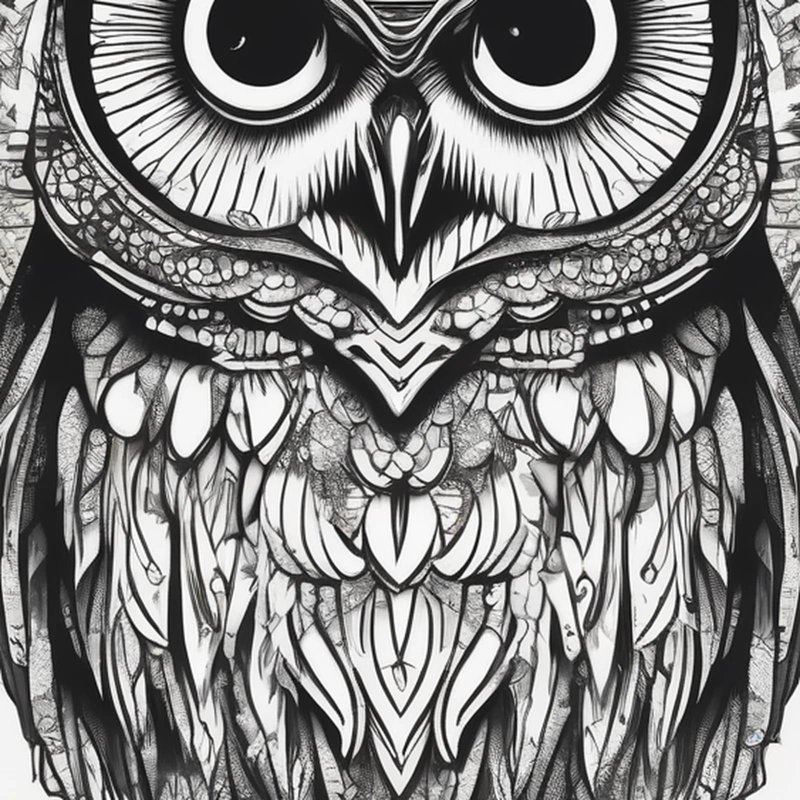 Boreal Owl tattoo design, close-up detail