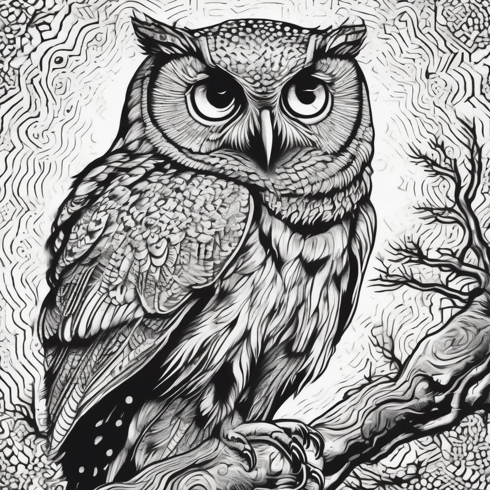 Boreal Owl tattoo design, alternative version 3