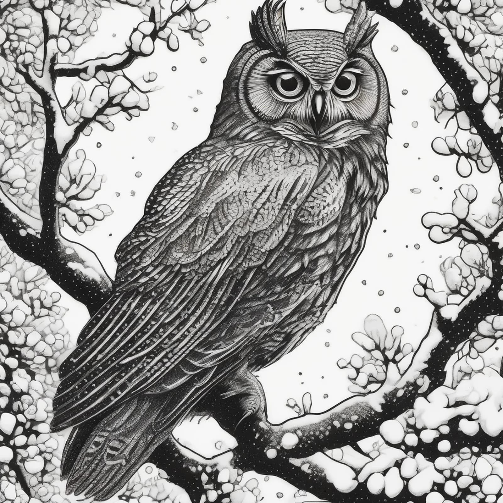 Boreal Owl tattoo design, alternative version 4