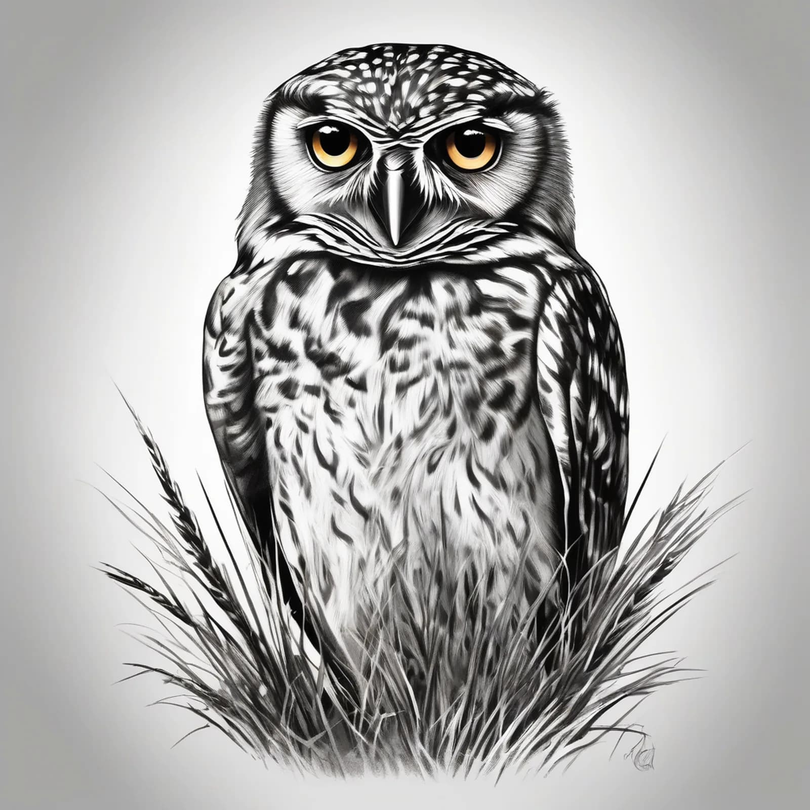 Burrowing Owl tattoo design, alternative version 2