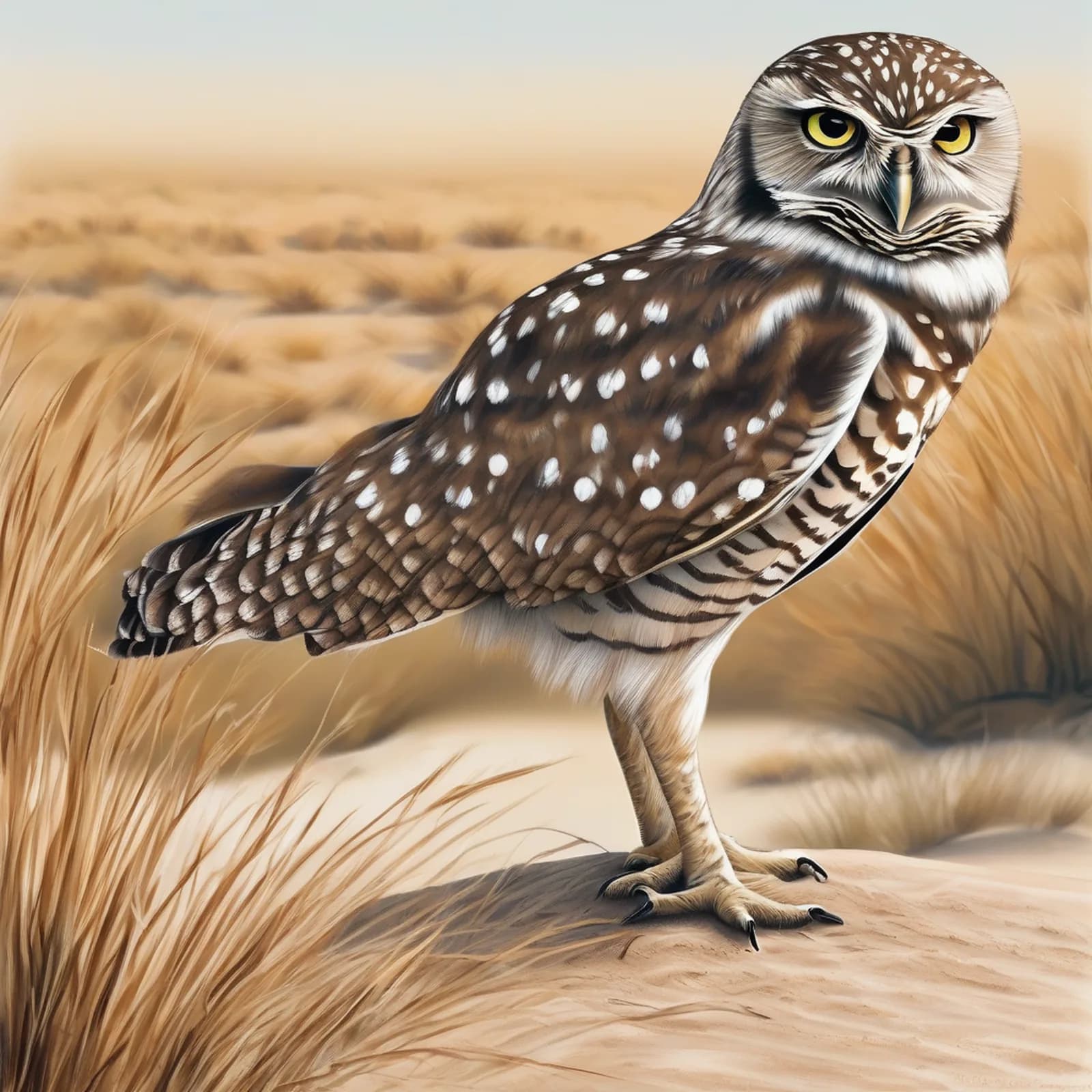 Burrowing Owl tattoo design, alternative version 3