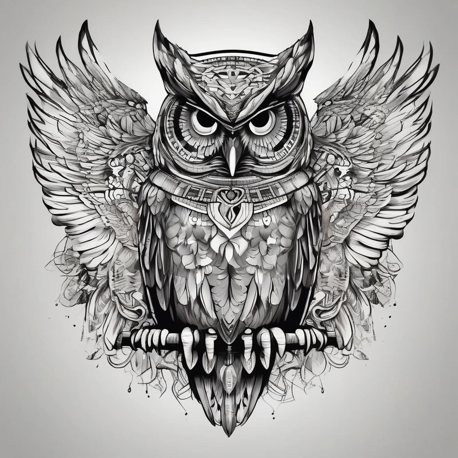 Chicano Style Owl tattoo design
