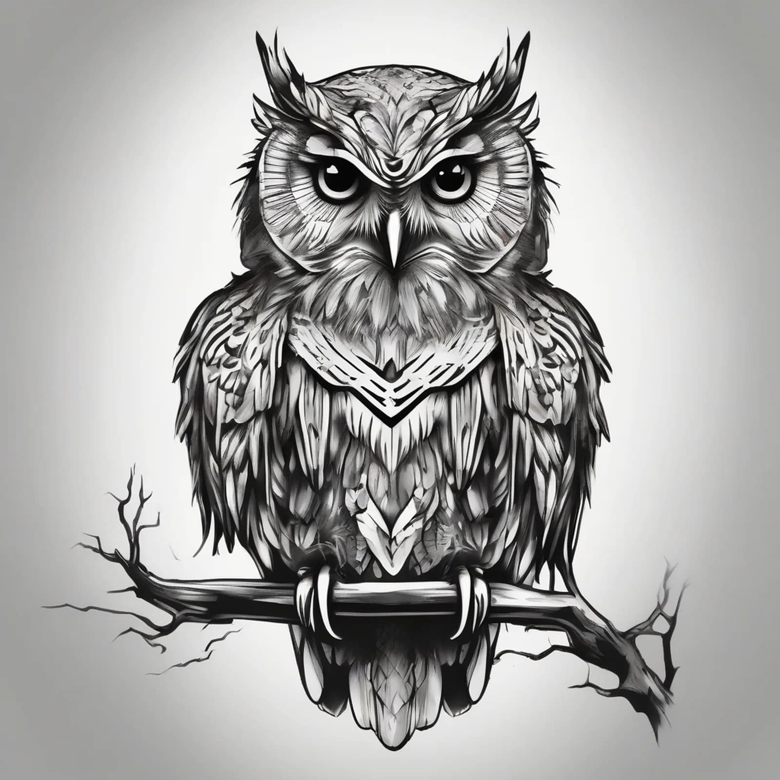 Chicano Style Owl tattoo design, alternative version 3