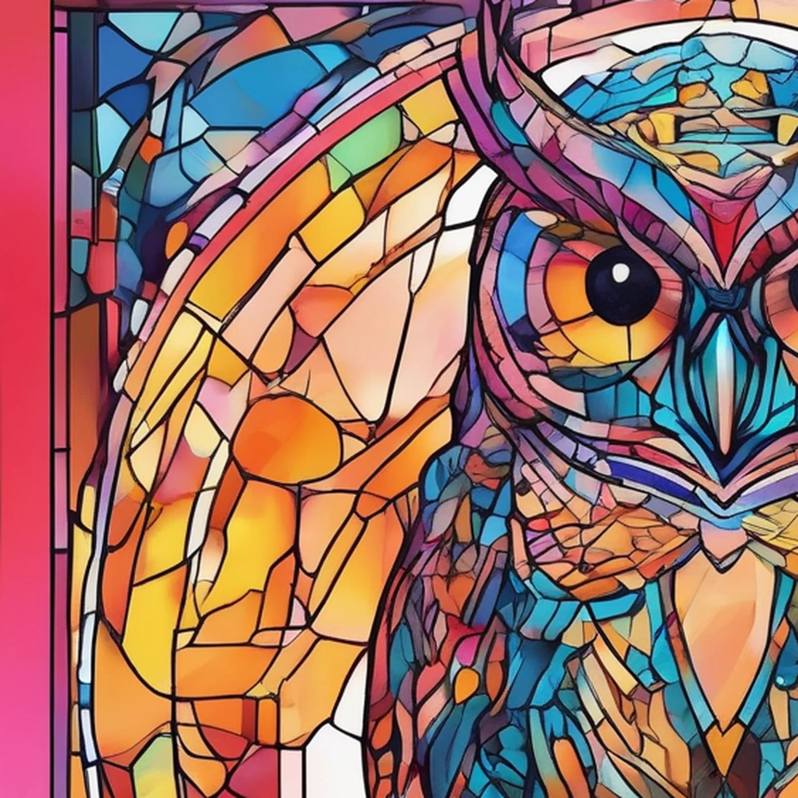 Cyber Neon Owl tattoo design, close-up detail