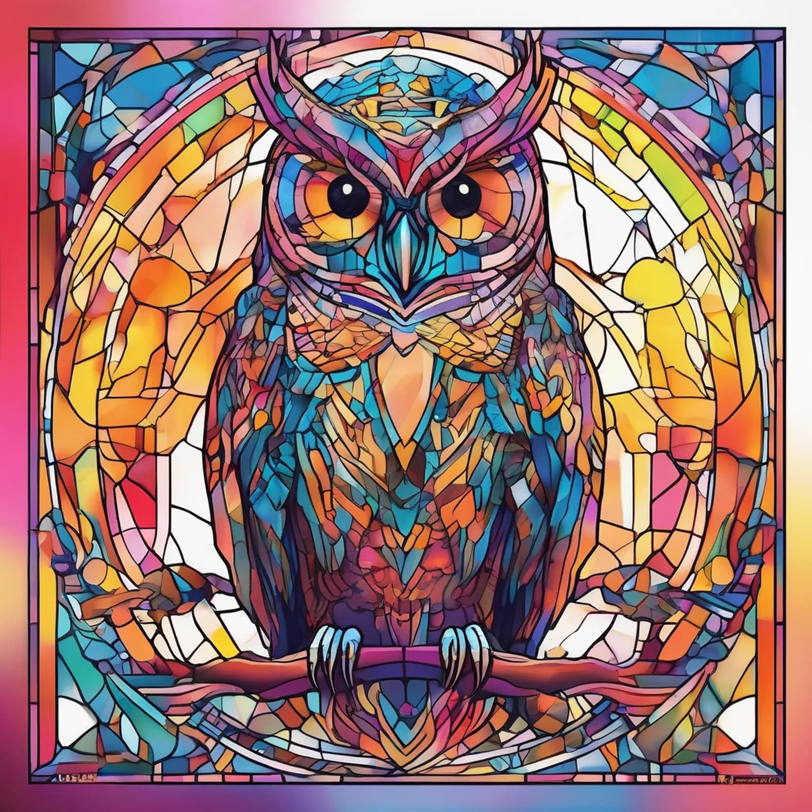 Cyber Neon Owl tattoo design