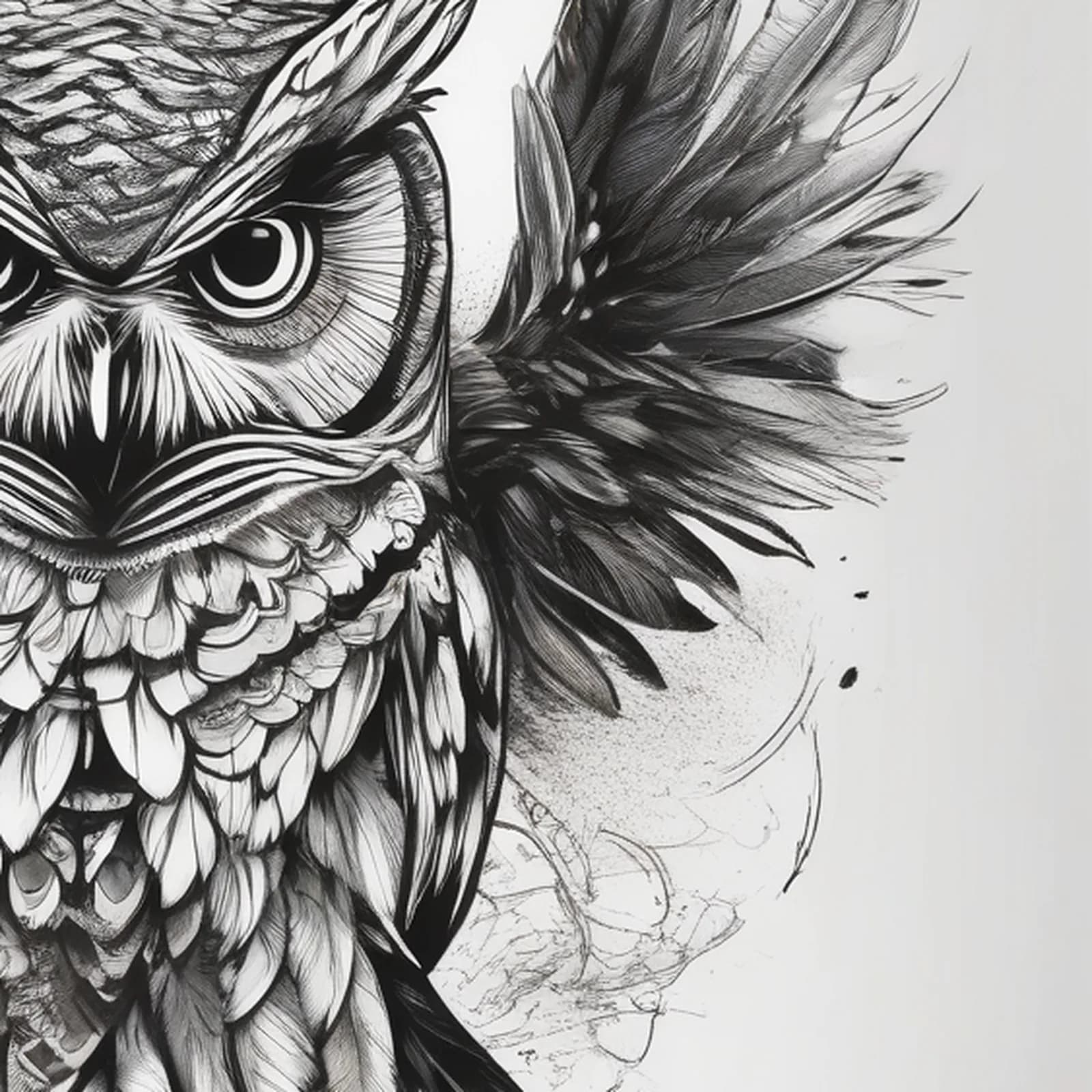 Delicate Owl On Collarbone tattoo design, close-up detail