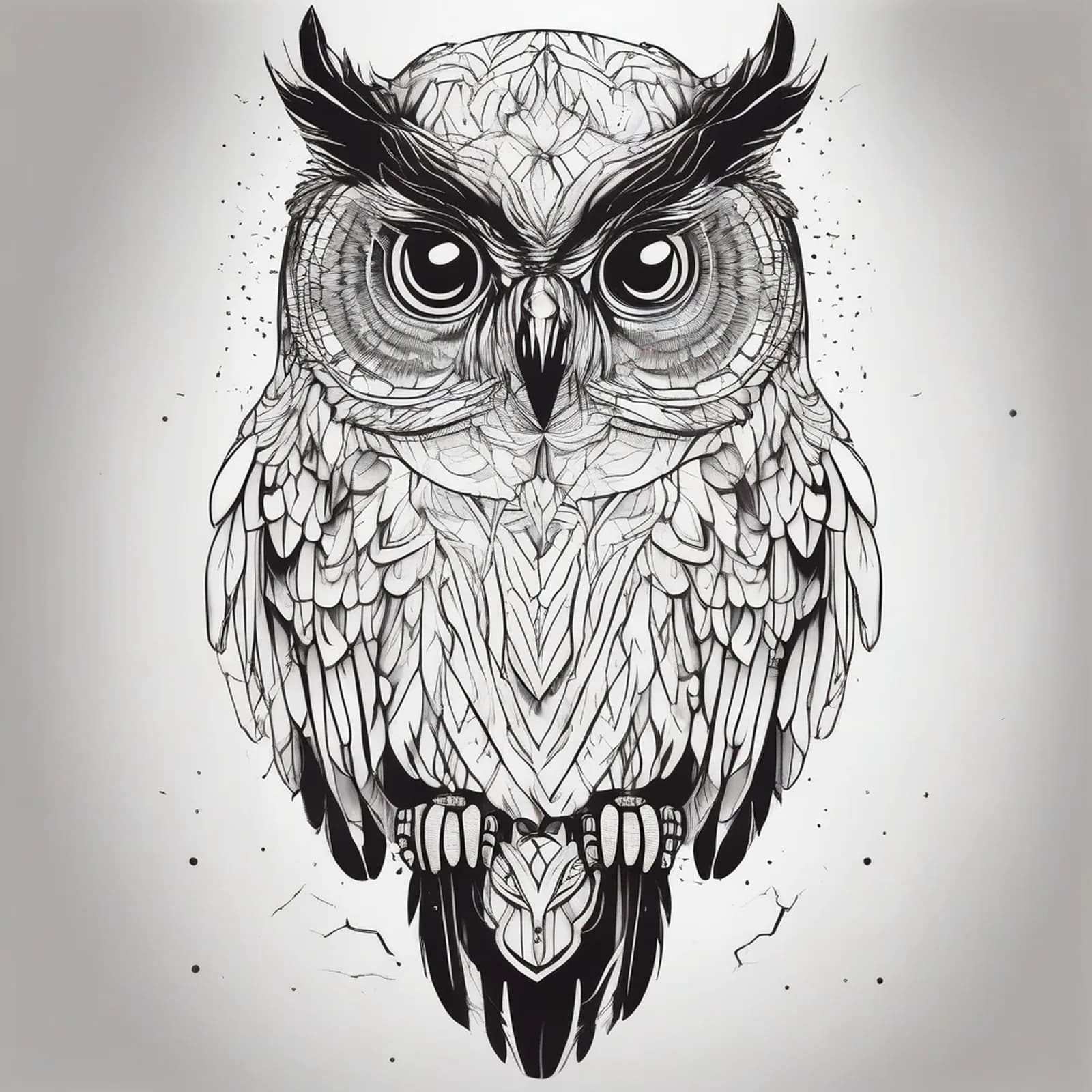 Delicate Owl On Collarbone tattoo design, alternative version 2