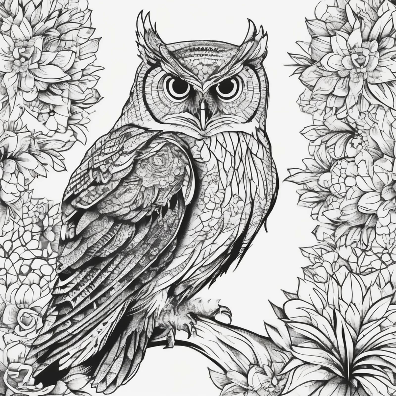 Dotwork Owl tattoo design