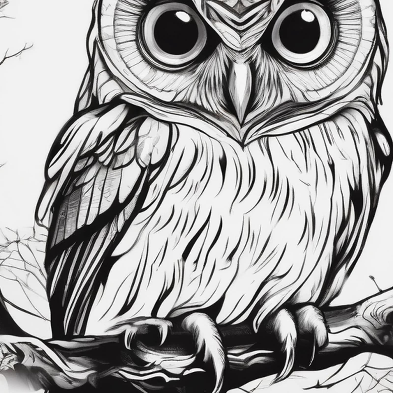 Elf Owl tattoo design, close-up detail