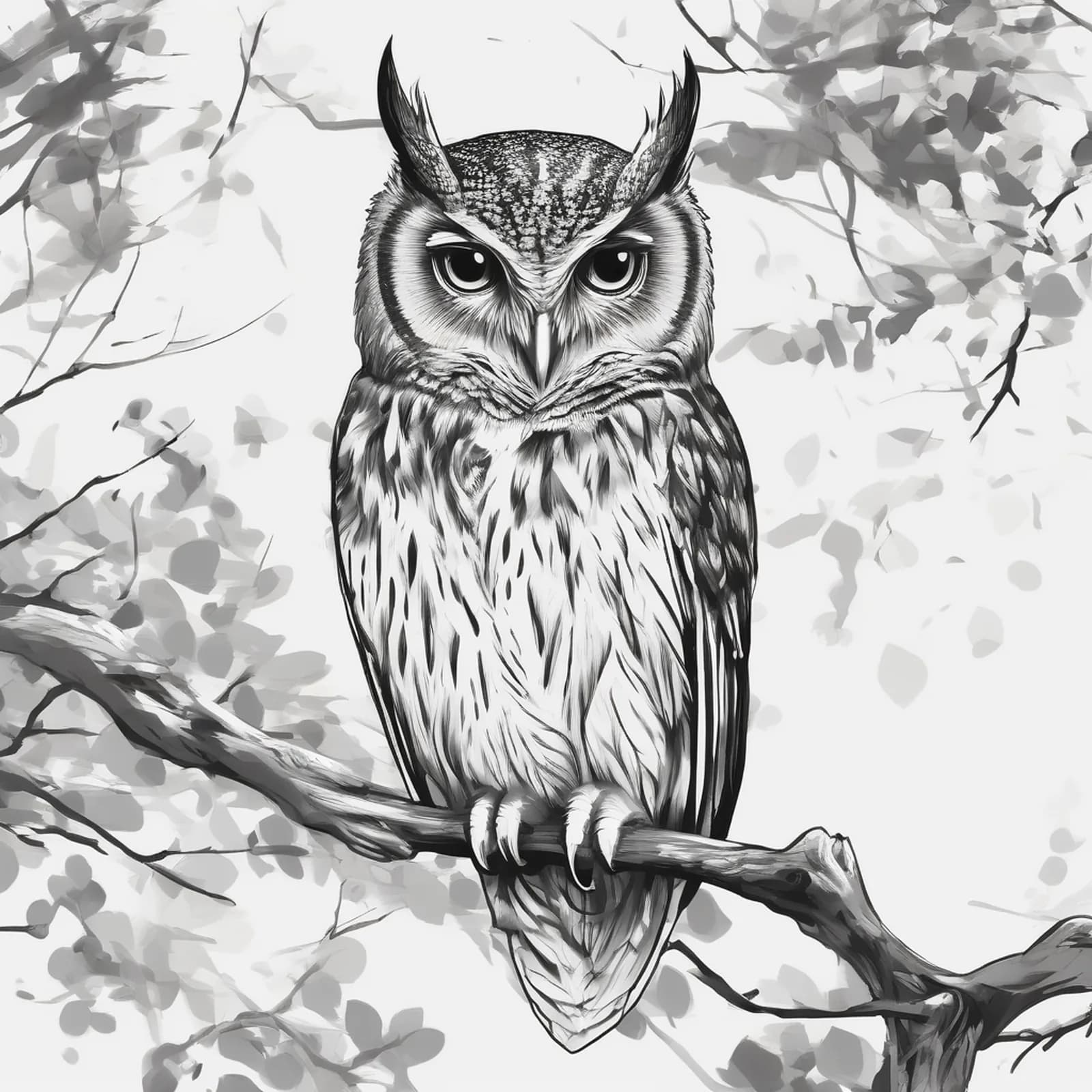 Elf Owl tattoo design, alternative version 4