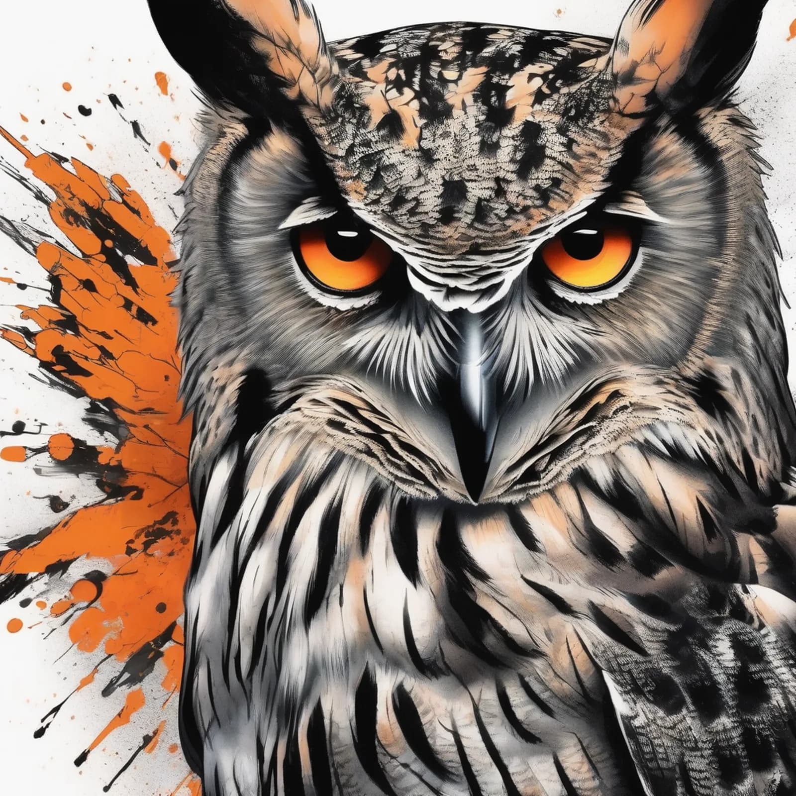 Eurasian Eagle Owl tattoo design, alternative version 2