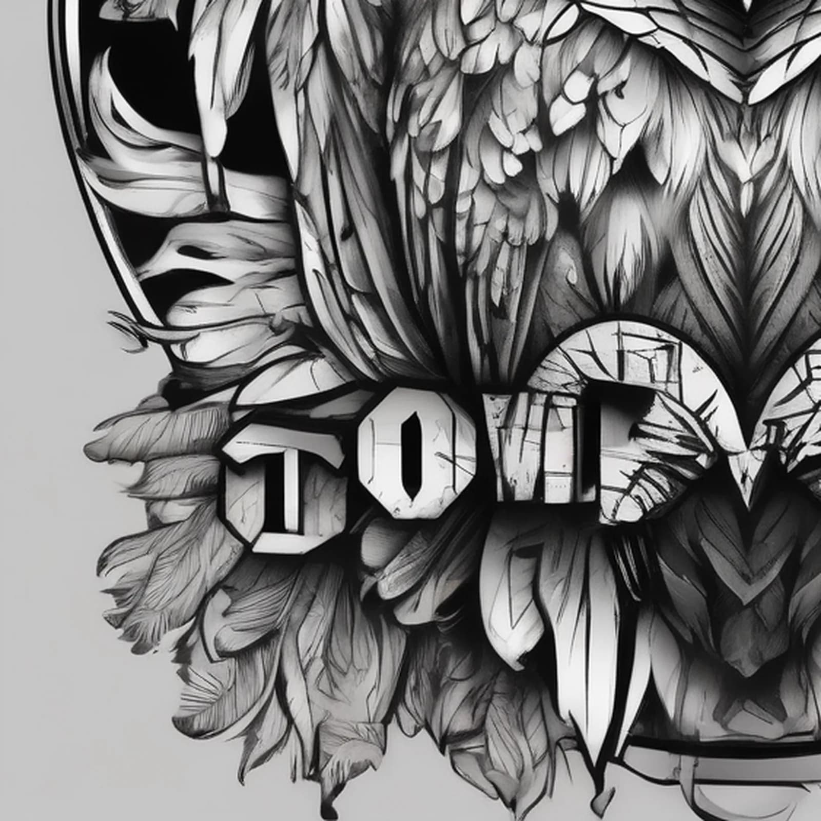 Flying Owl With Spread Wings tattoo design, close-up detail