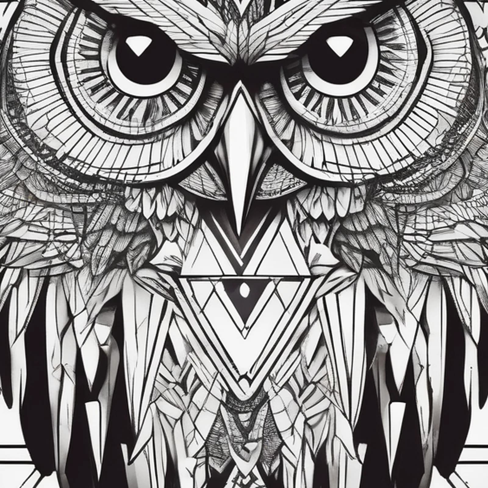 Geometric Owl tattoo design, close-up detail