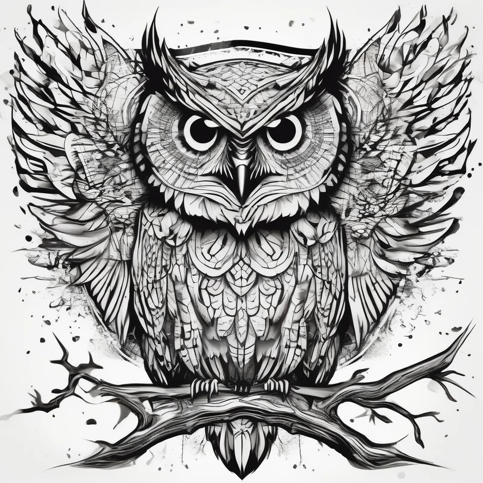Gothic Owl tattoo design