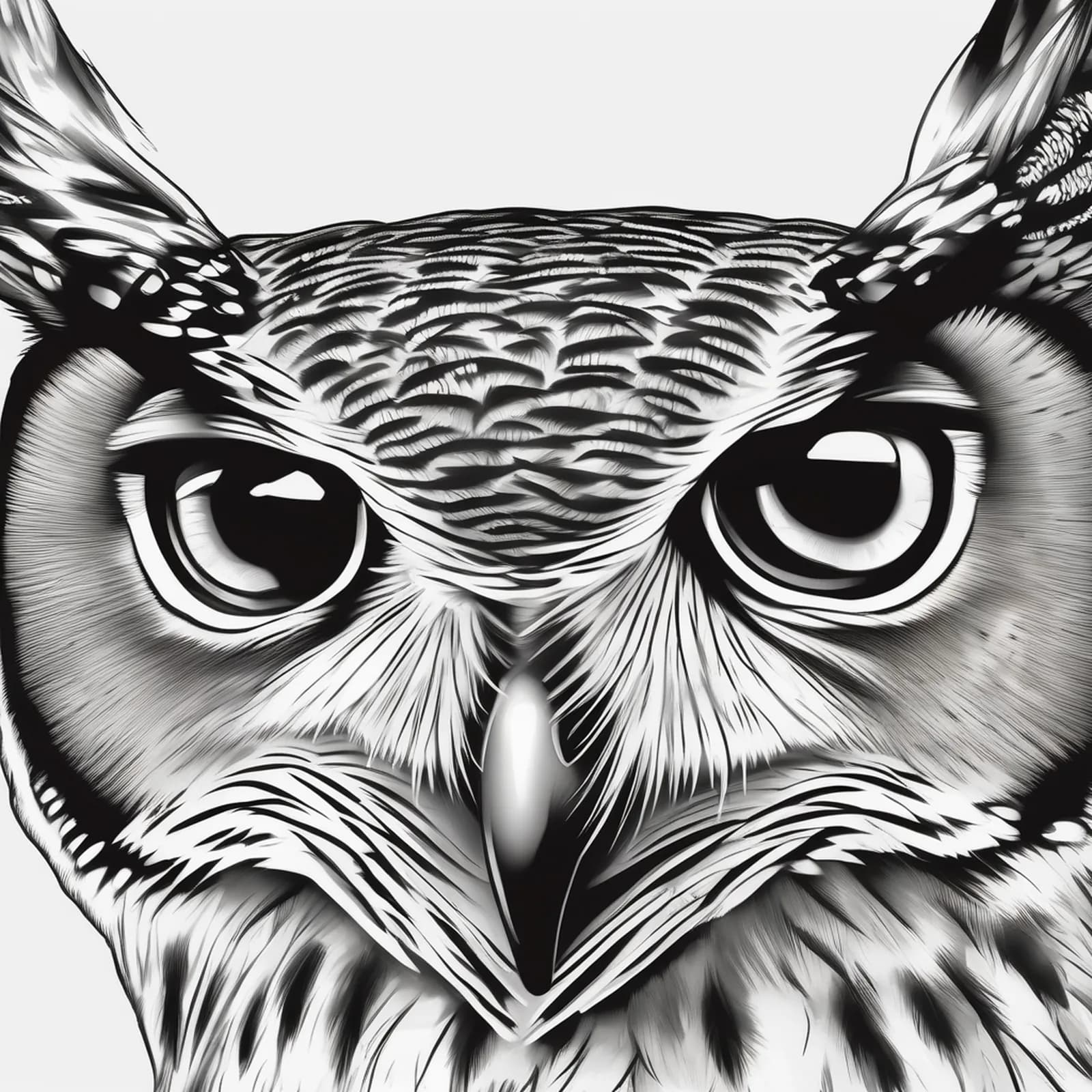 Long Eared Owl tattoo design, alternative version 2