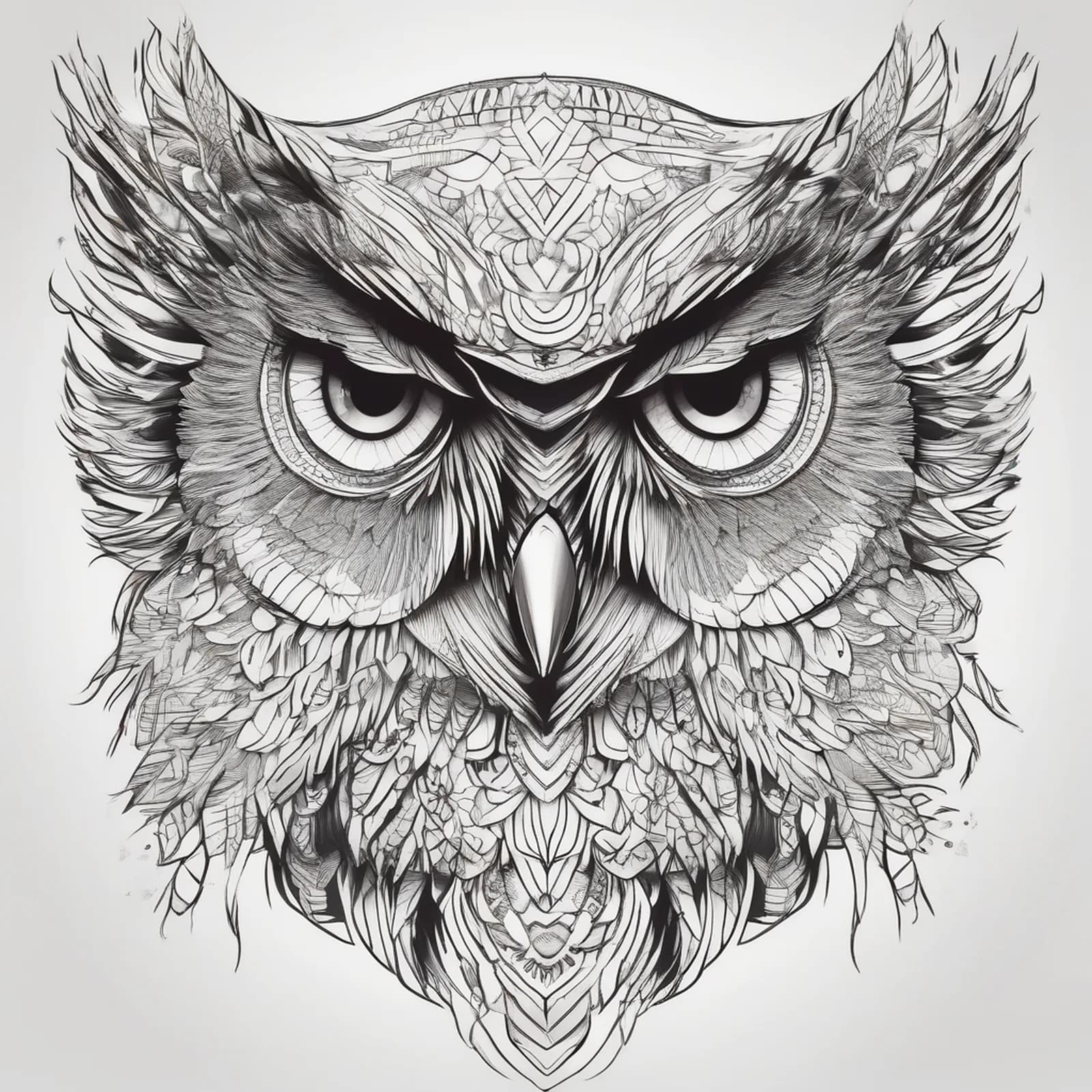 Matching Owl Pair tattoo design, alternative version 3