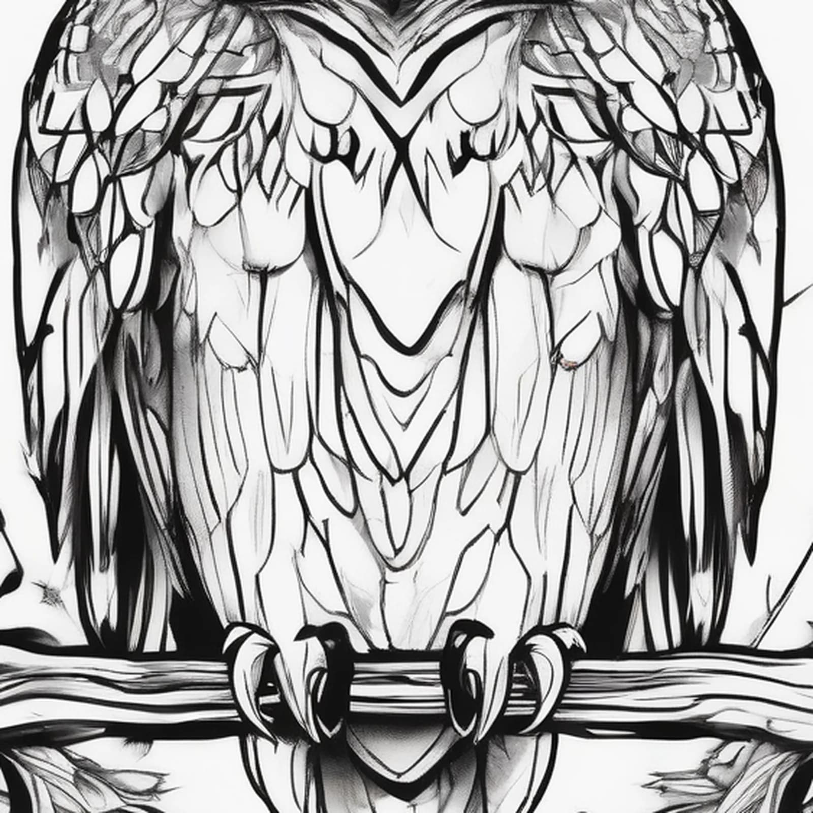 Memorial Owl With Banner tattoo design, close-up detail