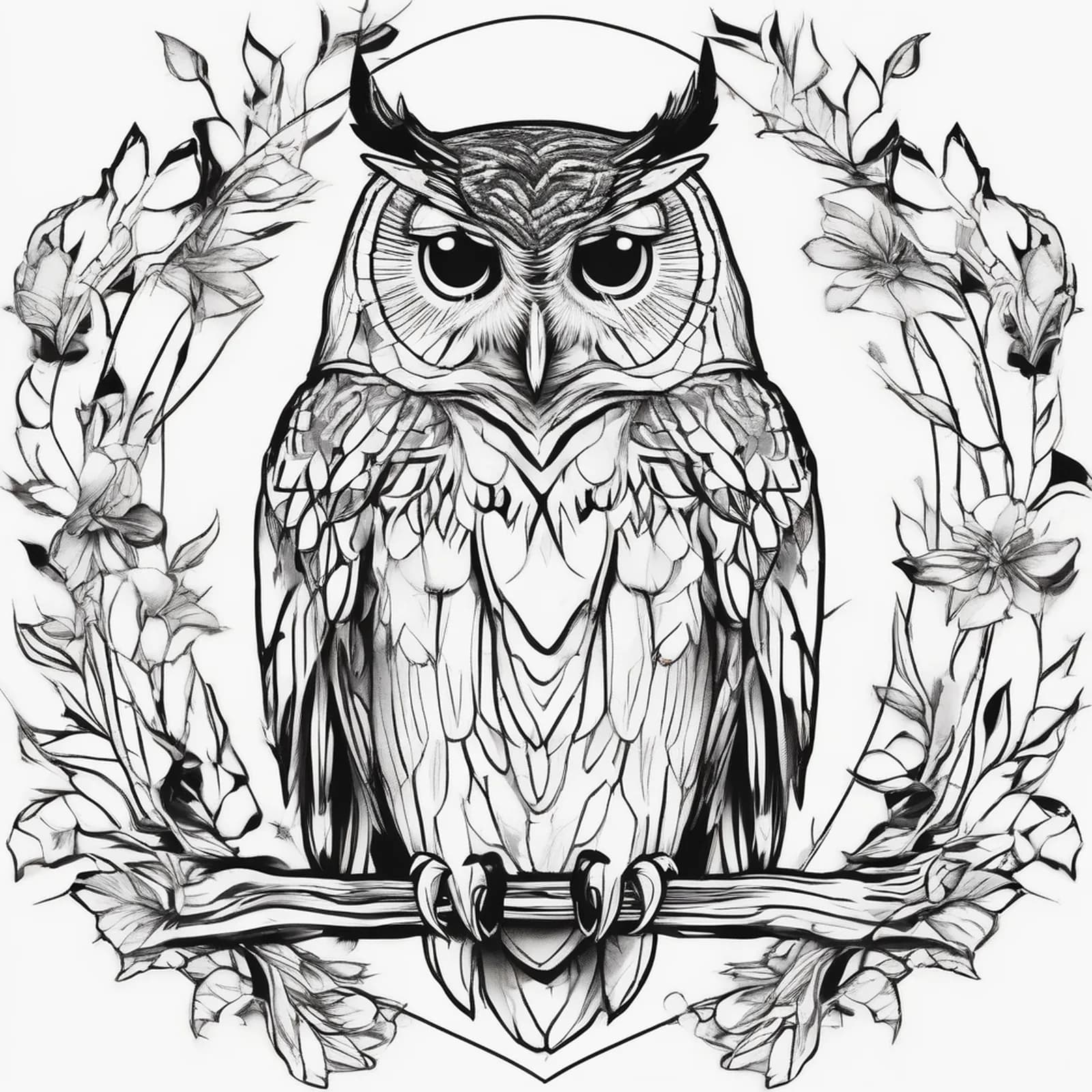 Memorial Owl With Banner tattoo design