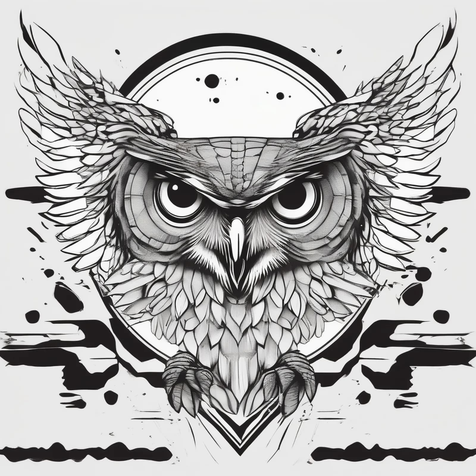 Micro Owl Behind Ear tattoo design, alternative version 2
