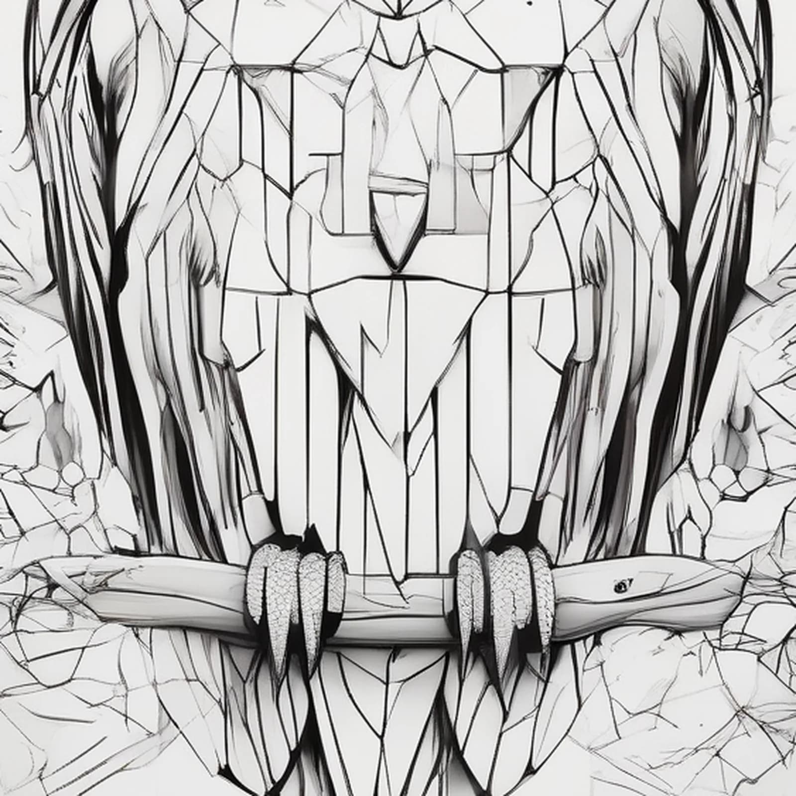 Minimal Geometric Owl tattoo design, close-up detail