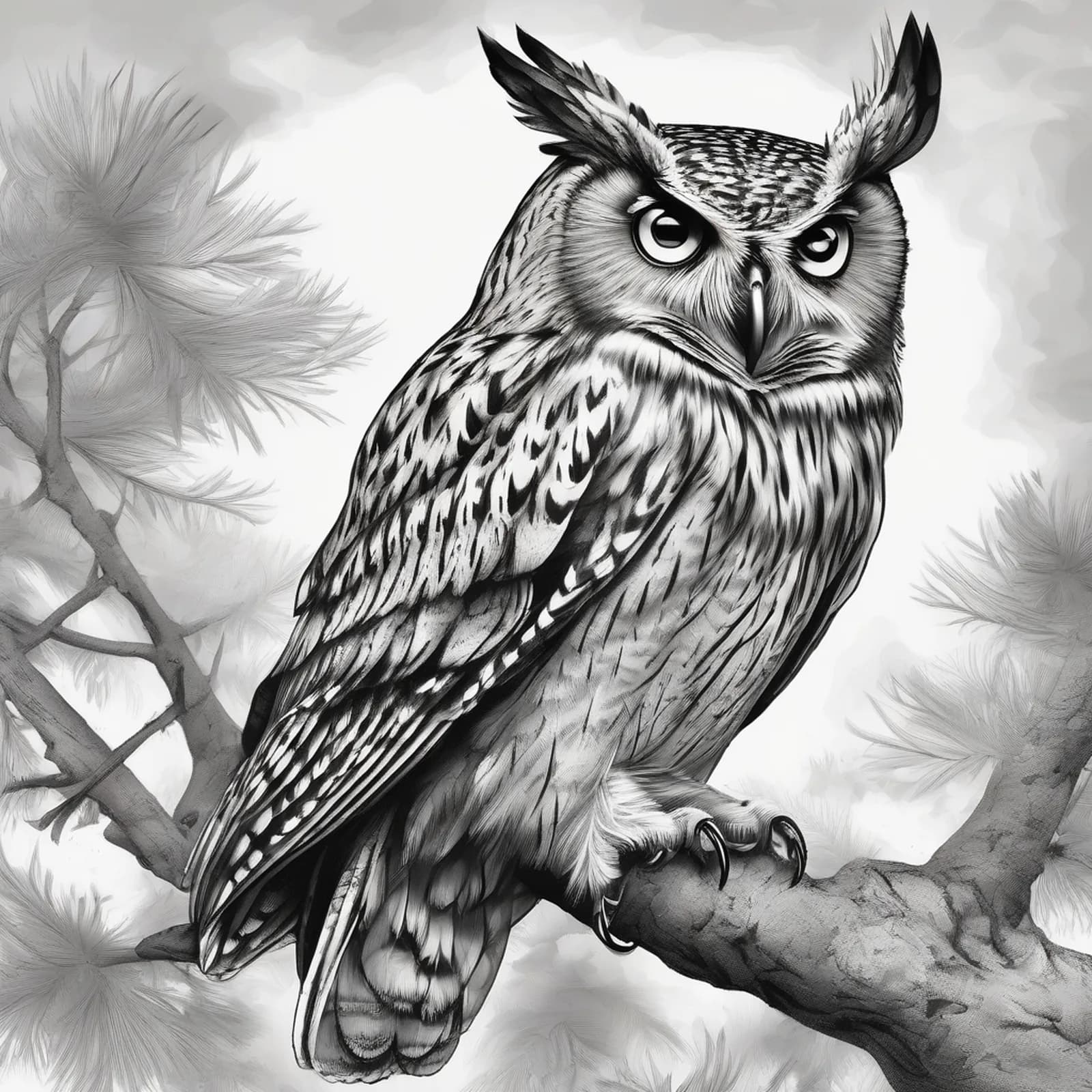 Owl Across The Back tattoo design, alternative version 2