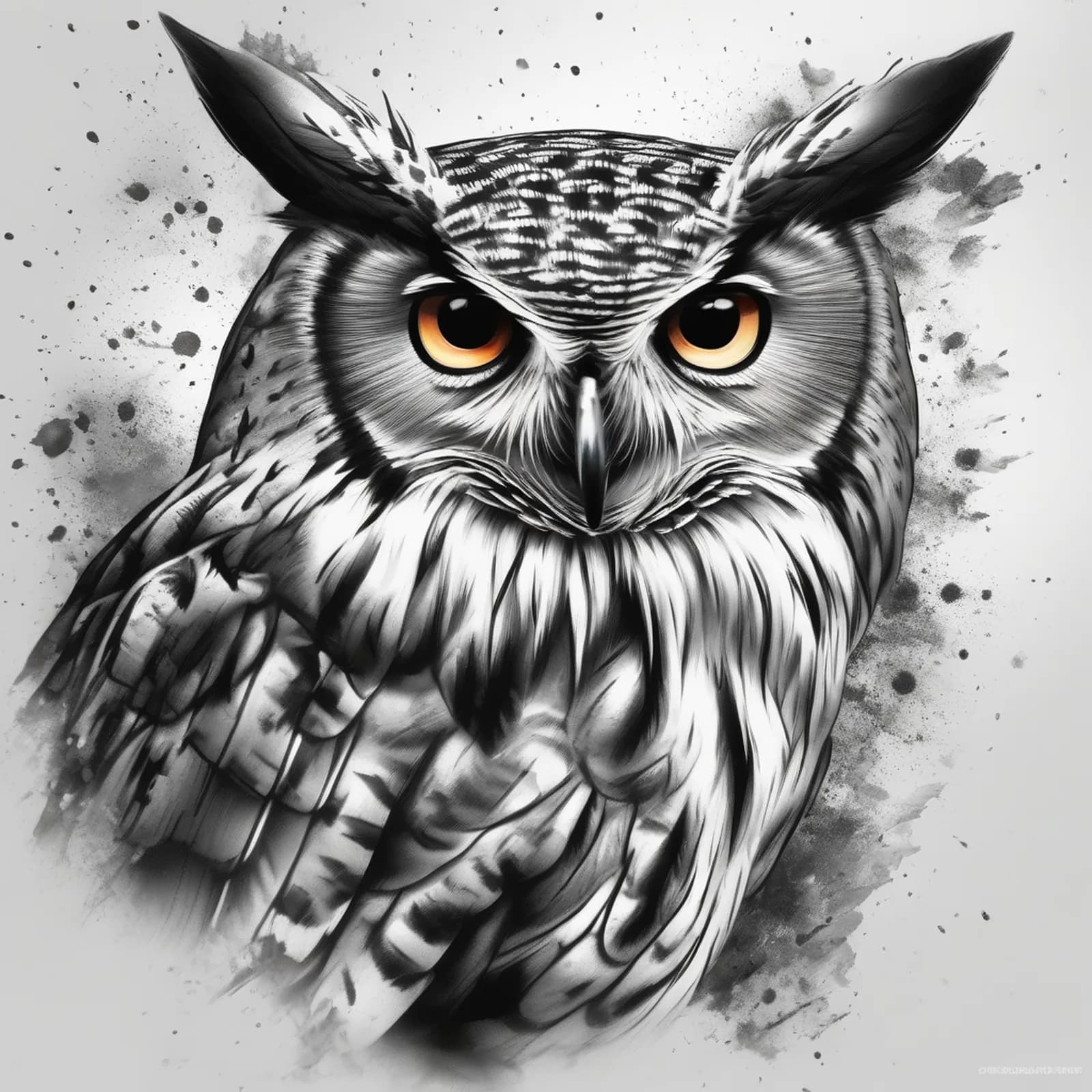Owl Across The Back tattoo design, alternative version 4