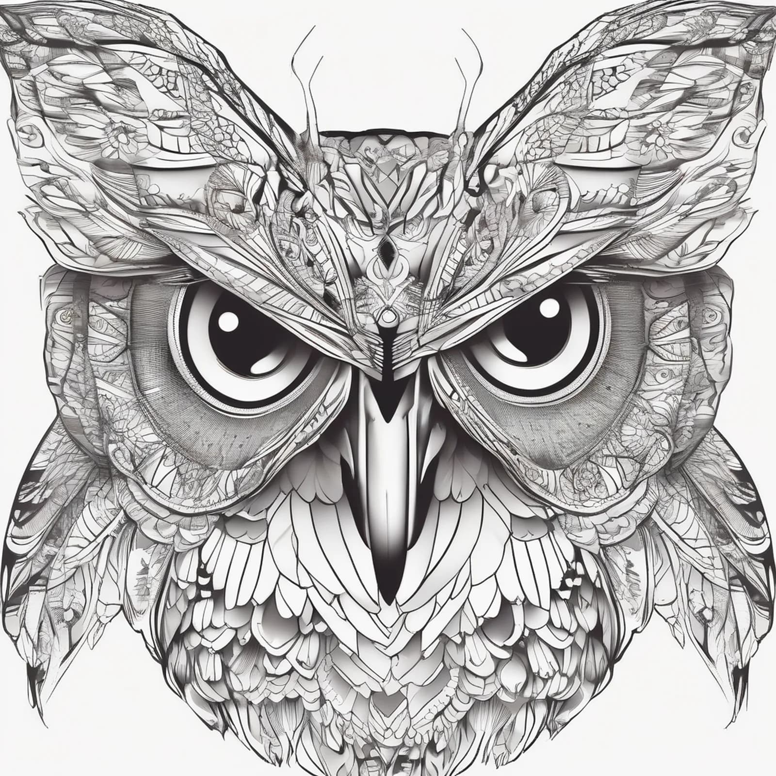 Owl And Butterfly tattoo design
