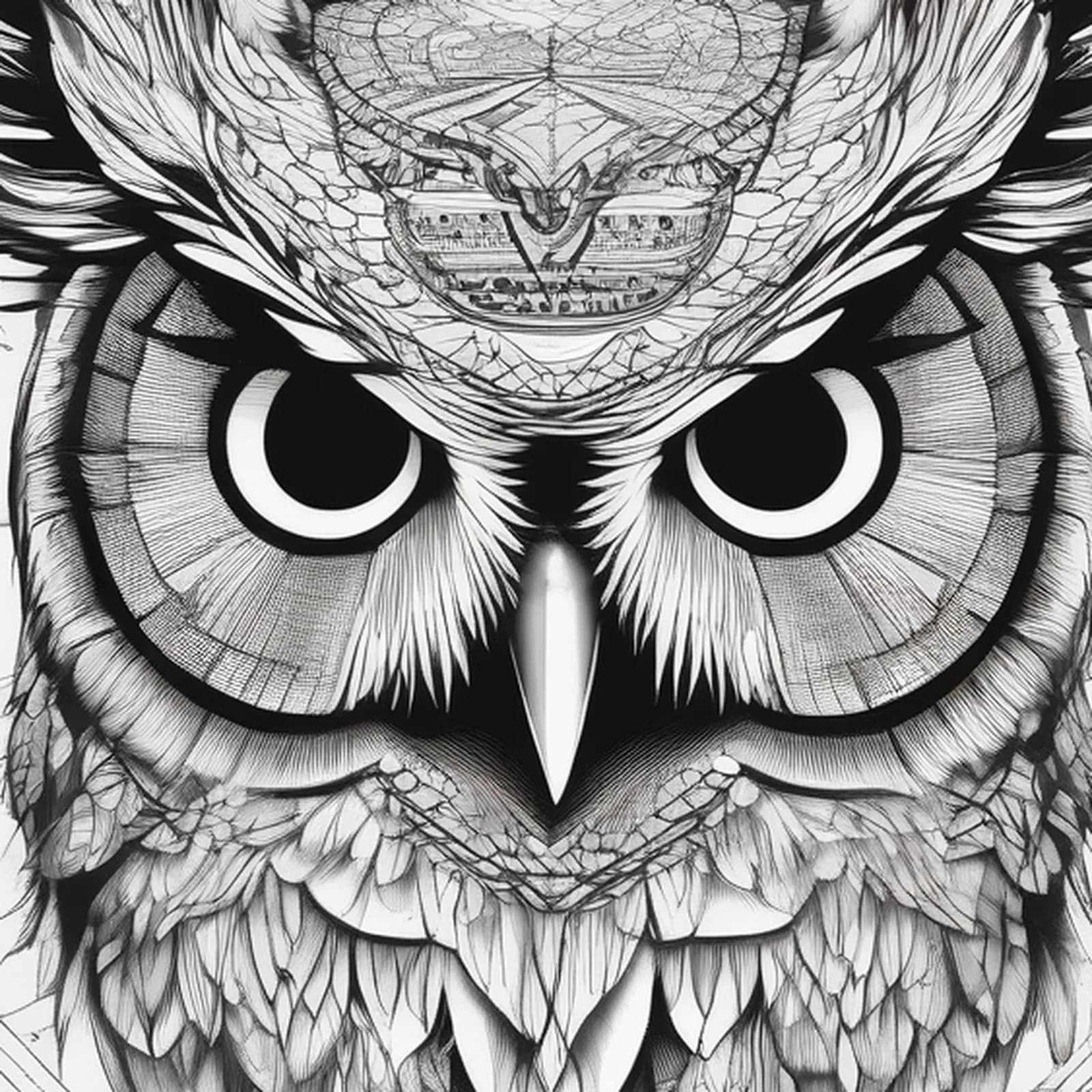 Owl And Constellation tattoo design, close-up detail