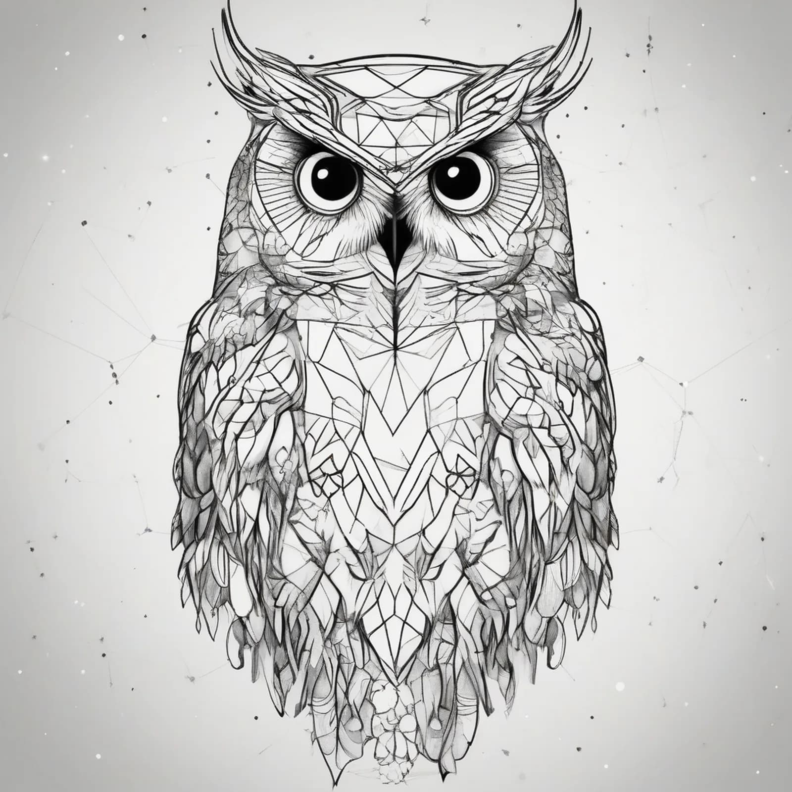 Owl And Constellation tattoo design, alternative version 3
