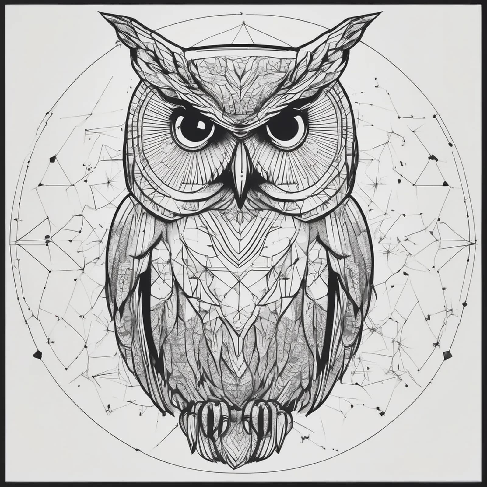 Owl And Constellation tattoo design, alternative version 4