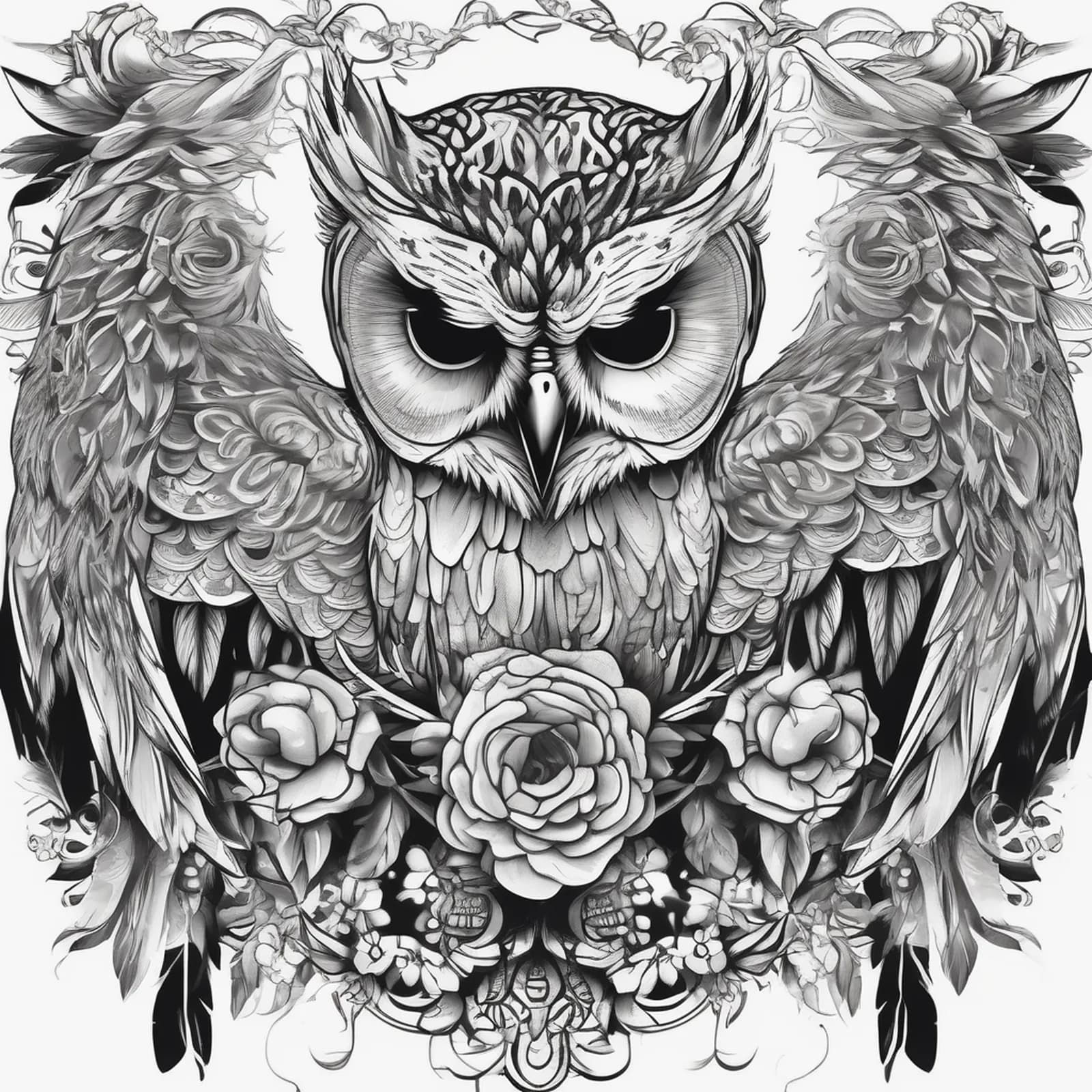 Owl And Skull tattoo design