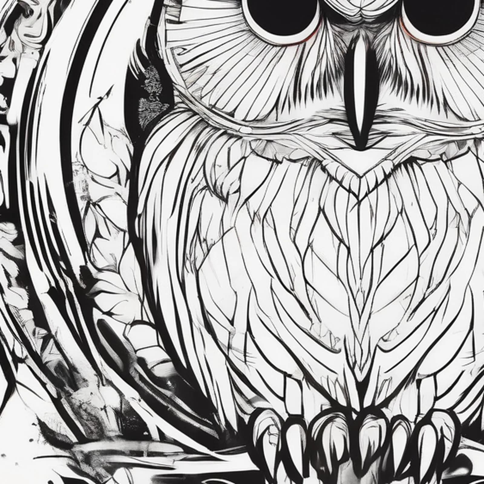 Owl Behind The Ear tattoo design, close-up detail
