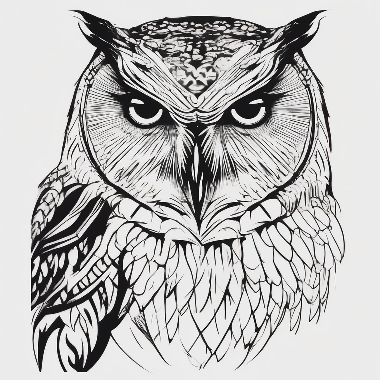 Owl Behind The Ear tattoo design, alternative version 2