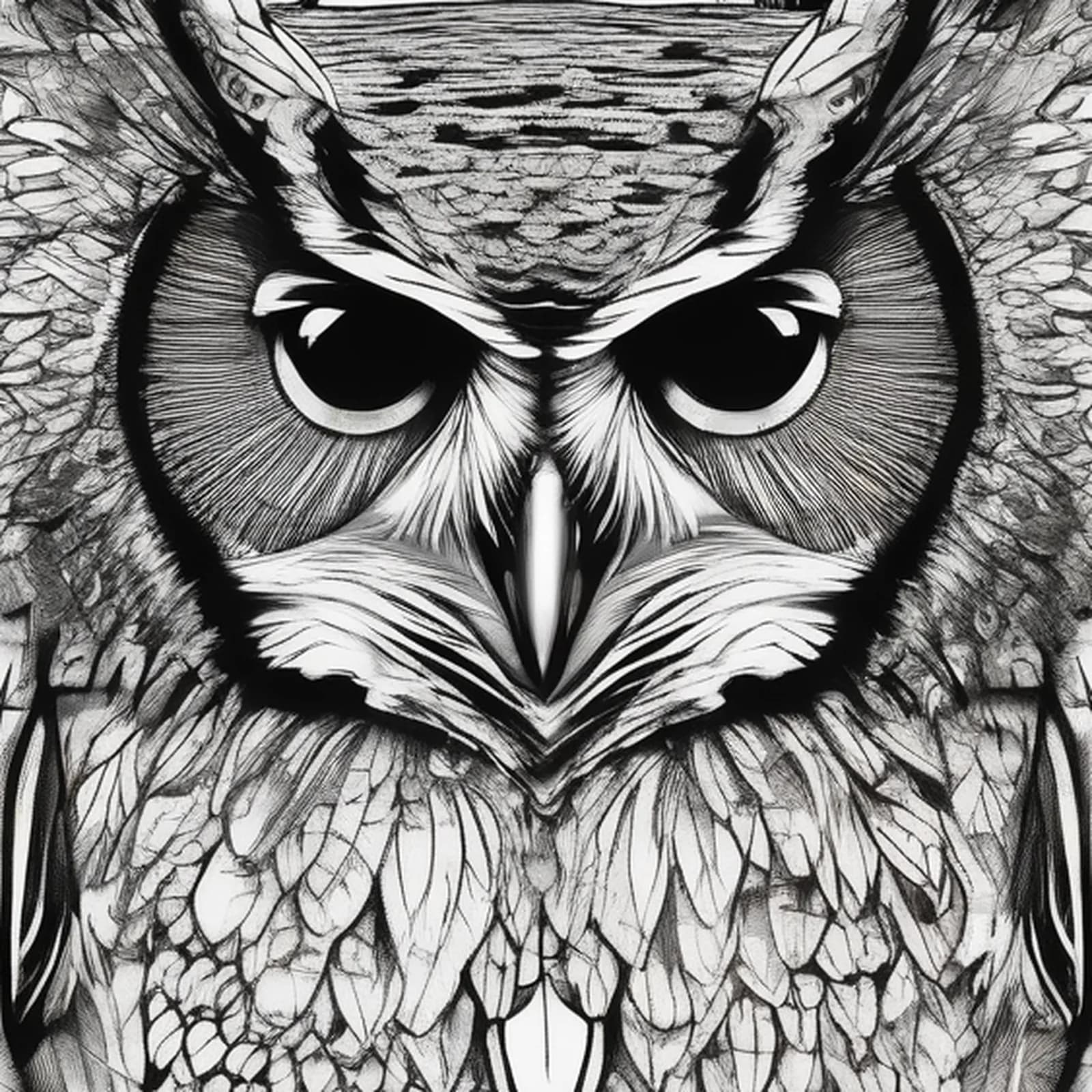 Owl Cover Up tattoo design, close-up detail