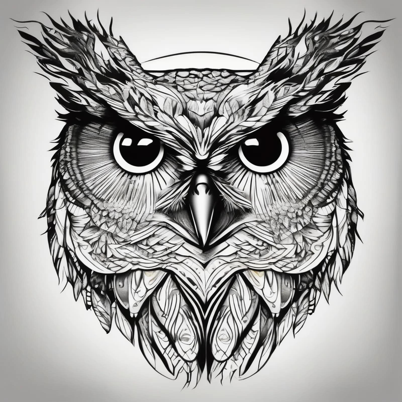 Owl Cover Up tattoo design, alternative version 2