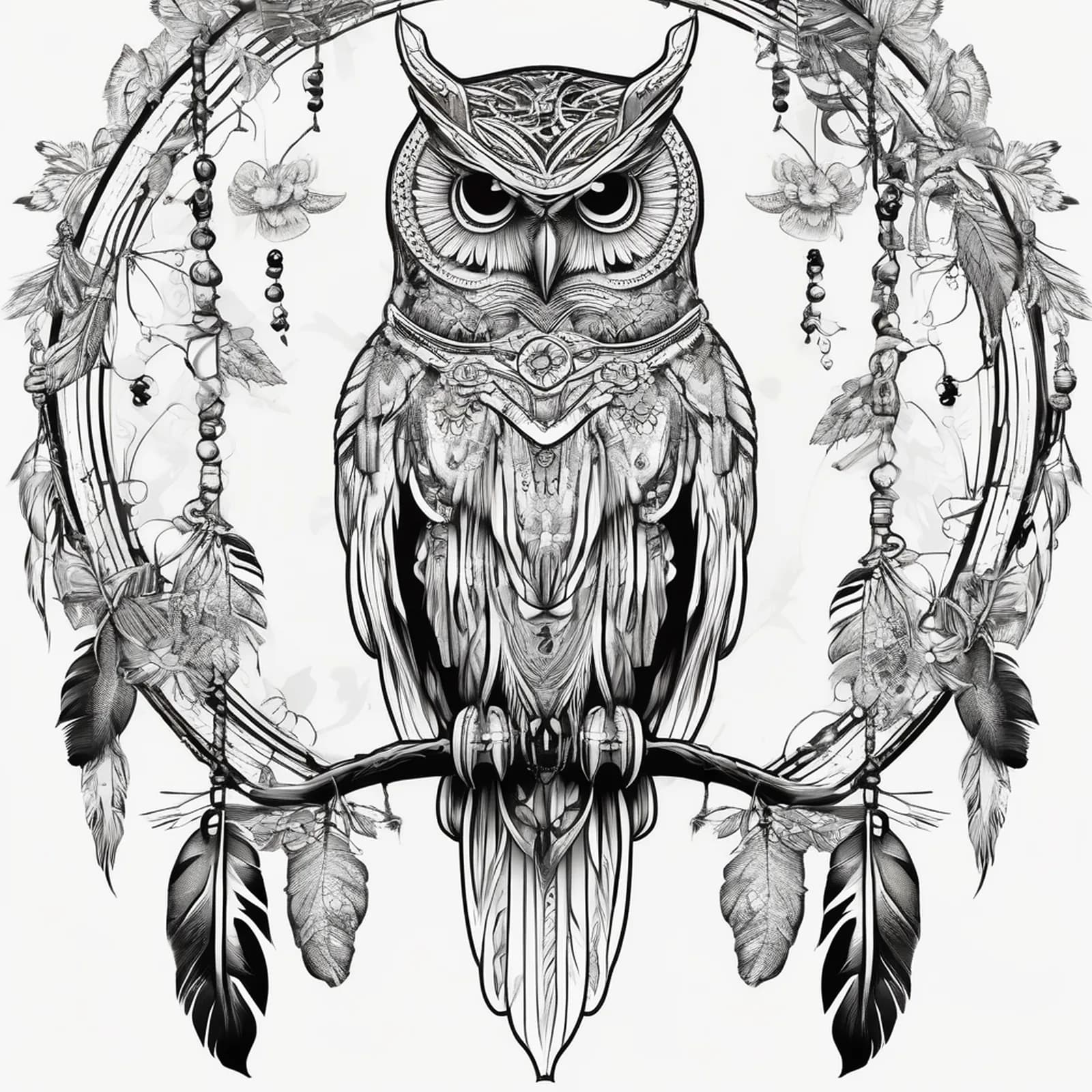 Owl Dreamcatcher tattoo design