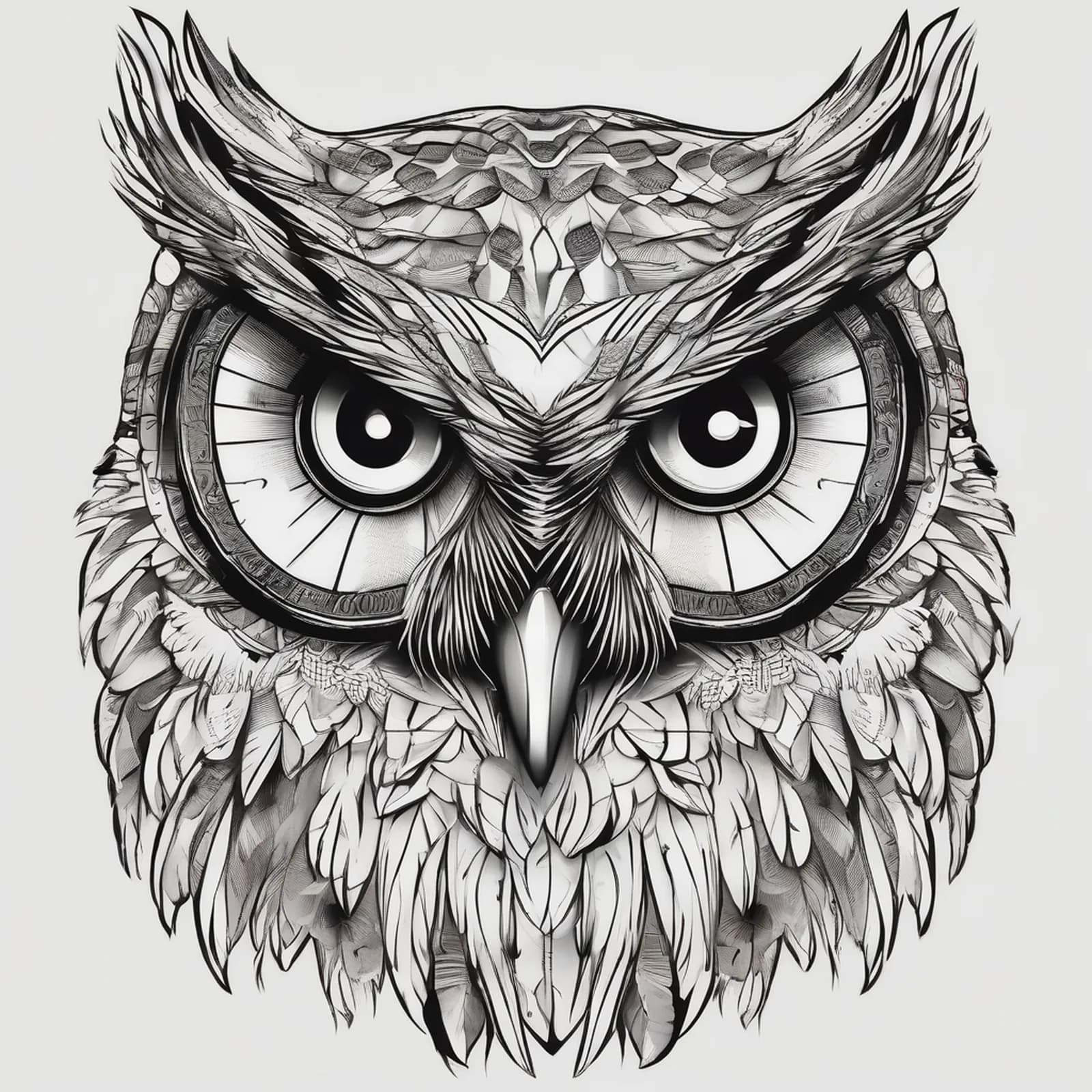 Owl Eyes Close Up tattoo design, alternative version 2