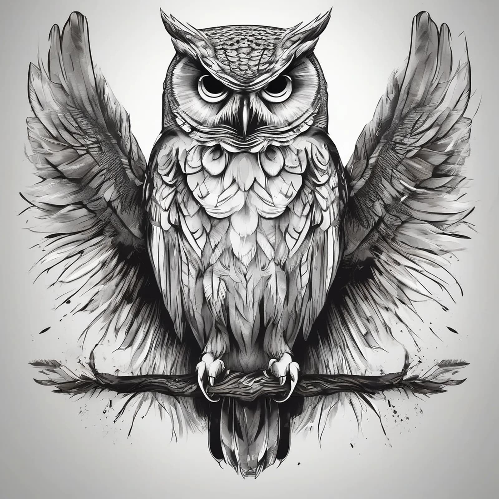 Owl Eyes Close Up tattoo design, alternative version 3
