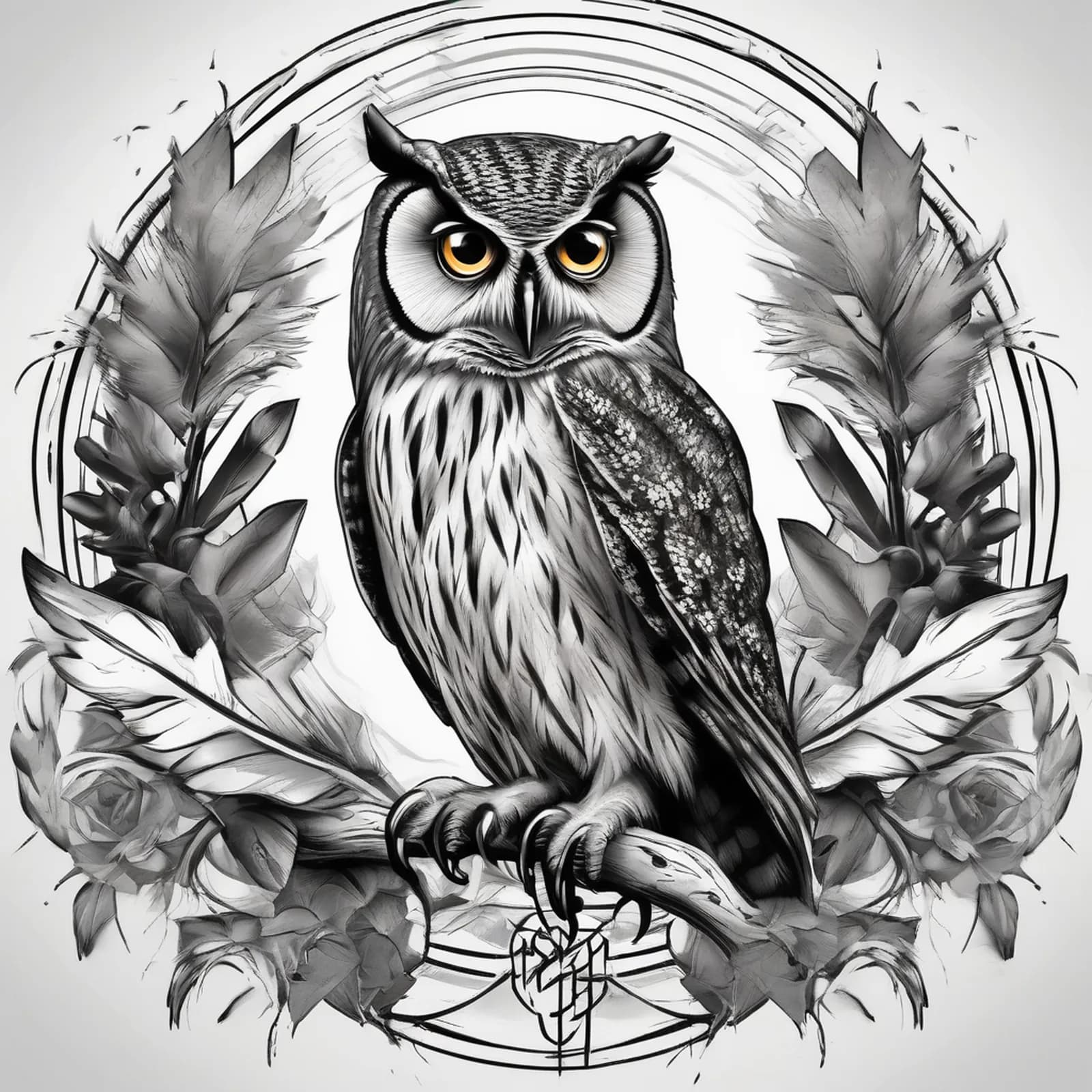 Owl Eyes Close Up tattoo design, alternative version 4