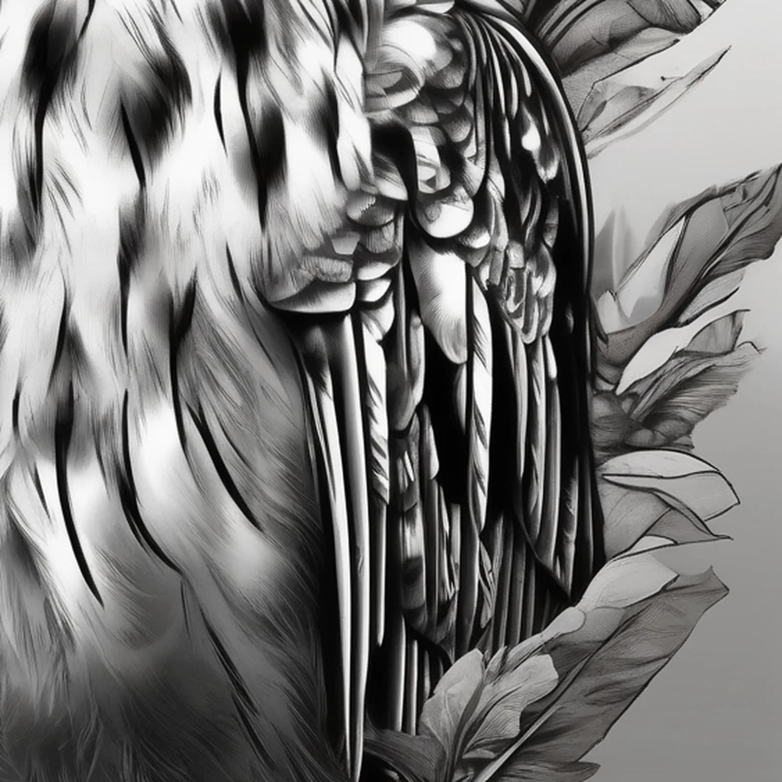 Owl Full Body Study tattoo design, close-up detail