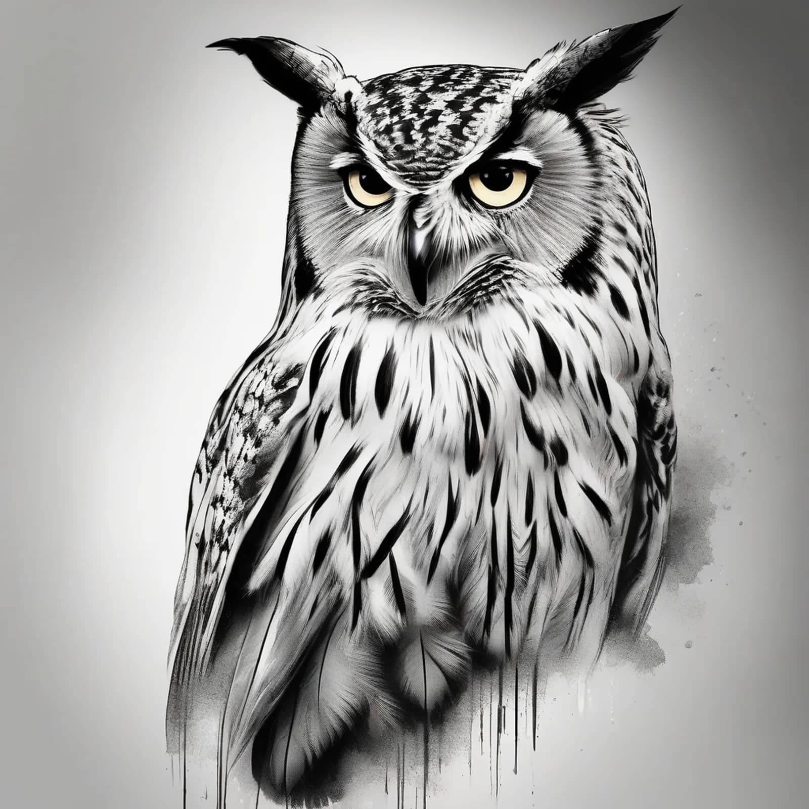 Owl Full Body Study tattoo design, alternative version 2