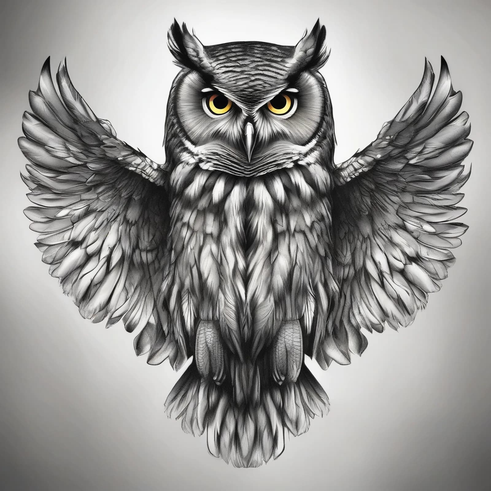 Owl Full Body Study tattoo design, alternative version 4