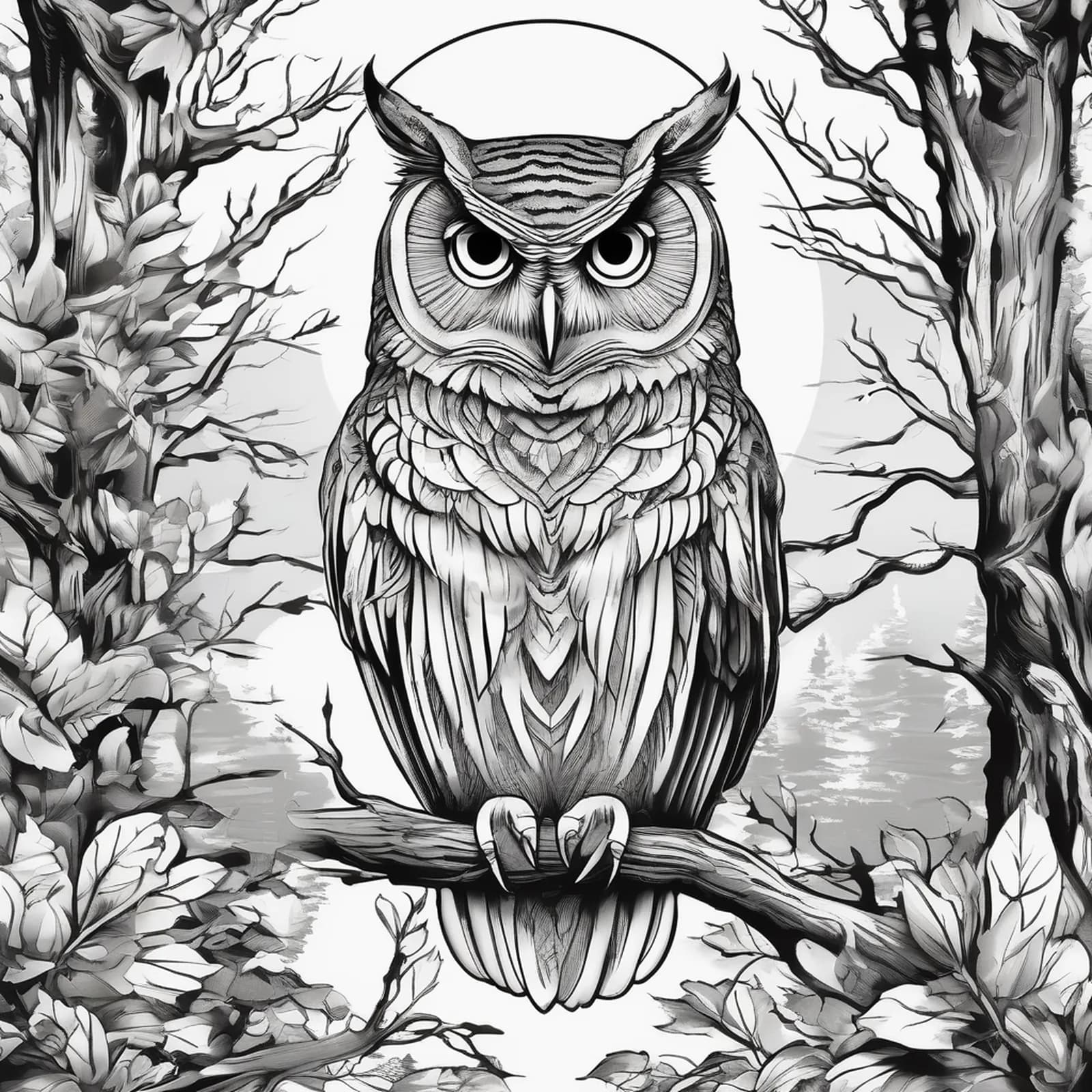 Owl Full Sleeve tattoo design, alternative version 2