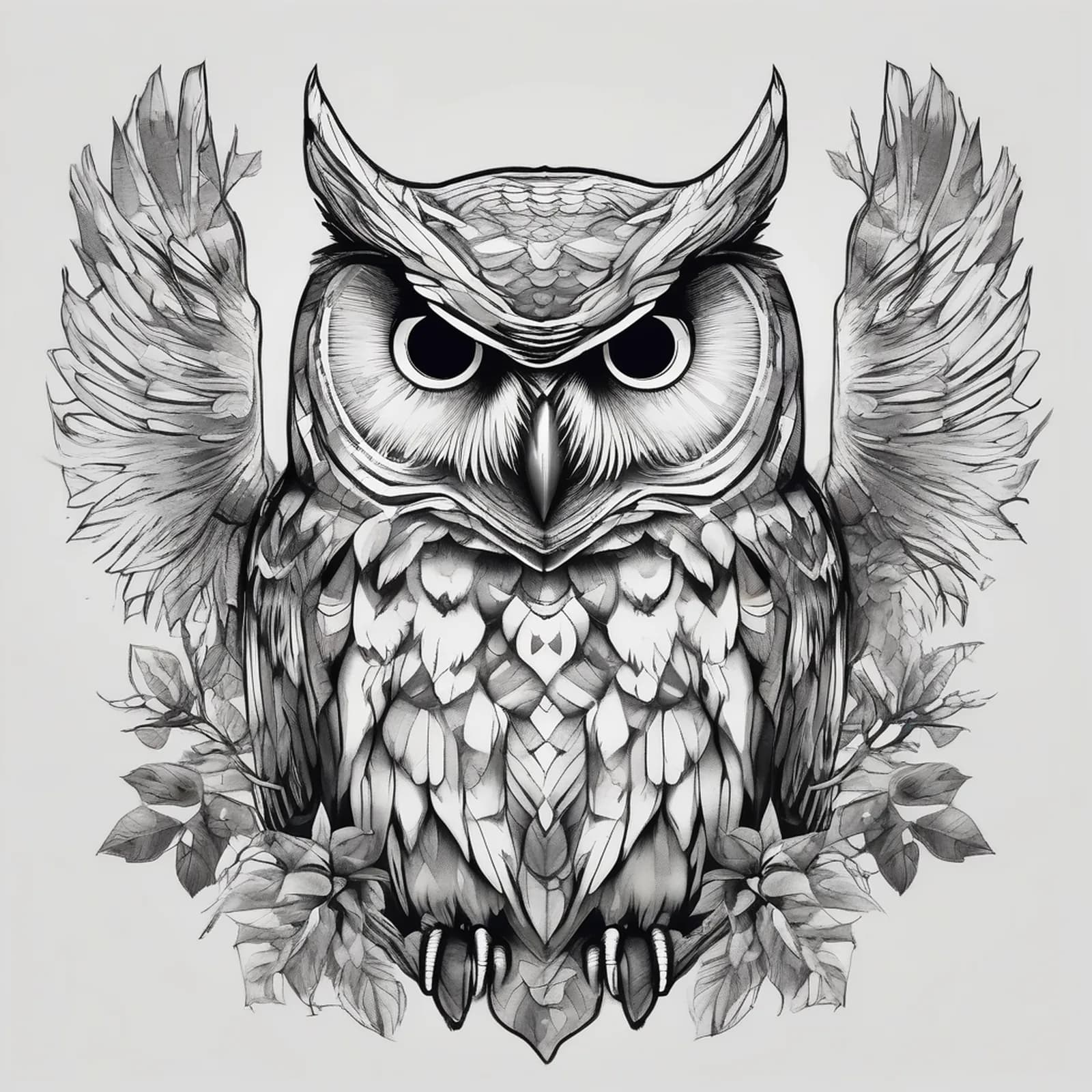 Owl Full Sleeve tattoo design, alternative version 4