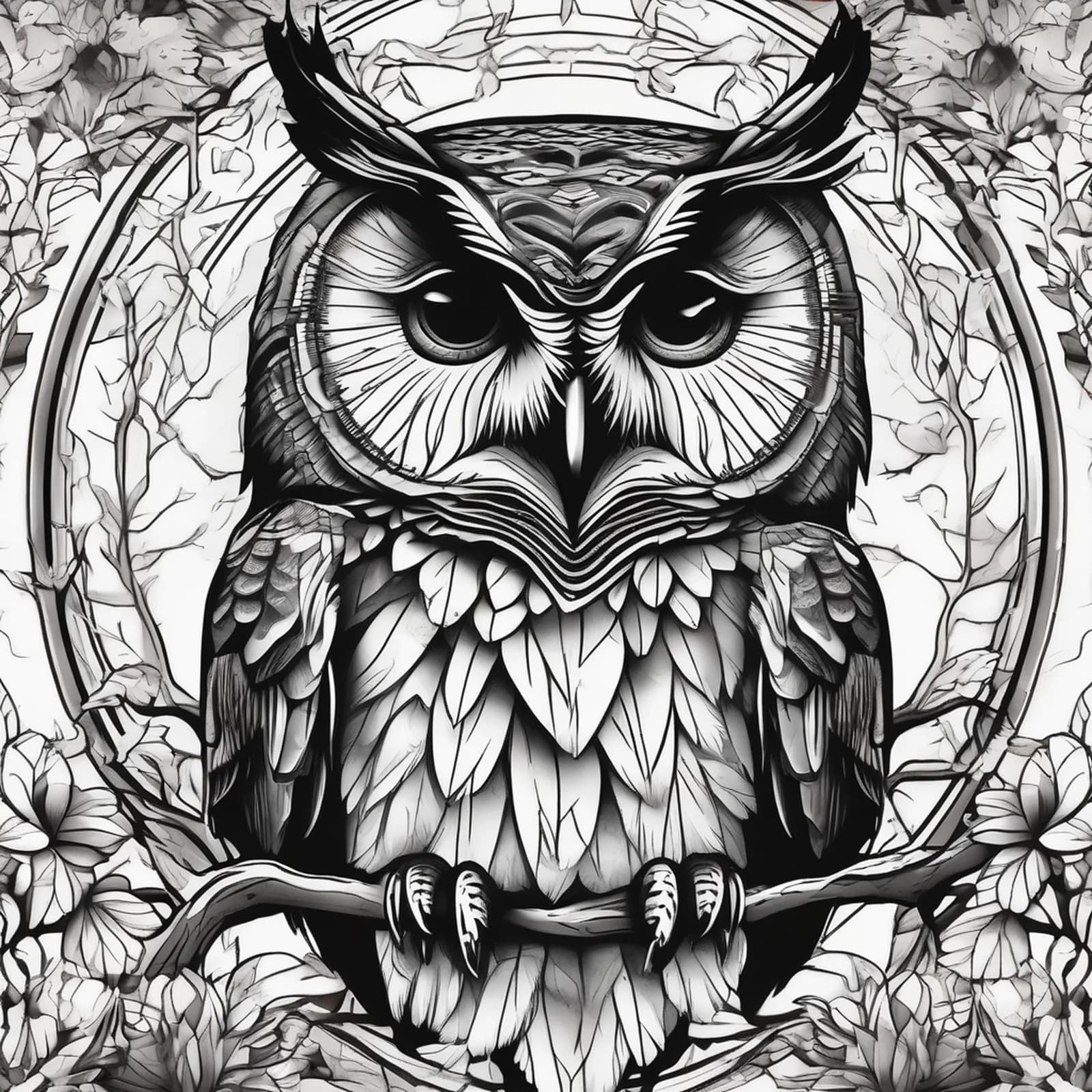 Owl Half Sleeve With Forest tattoo design, alternative version 3