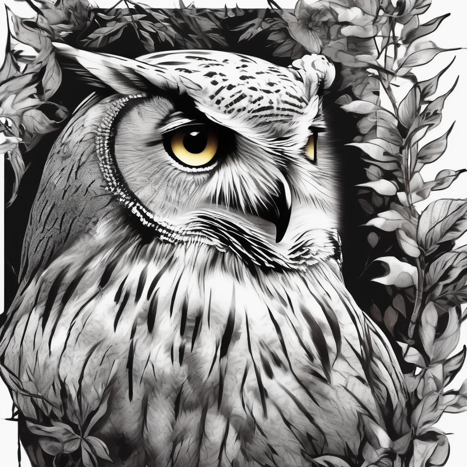 Owl Half Sleeve With Forest tattoo design, alternative version 4