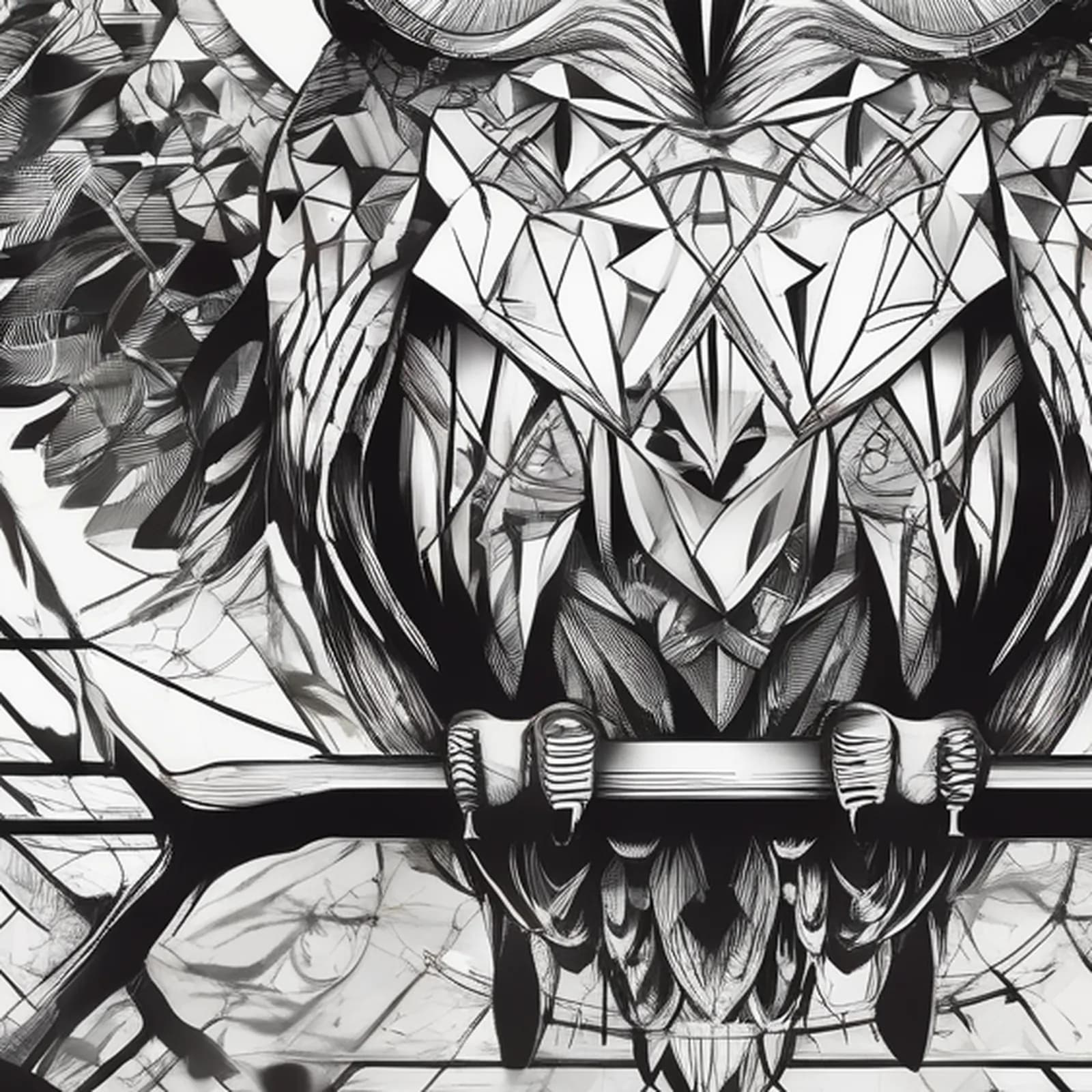 Owl Inside Triangle tattoo design, close-up detail