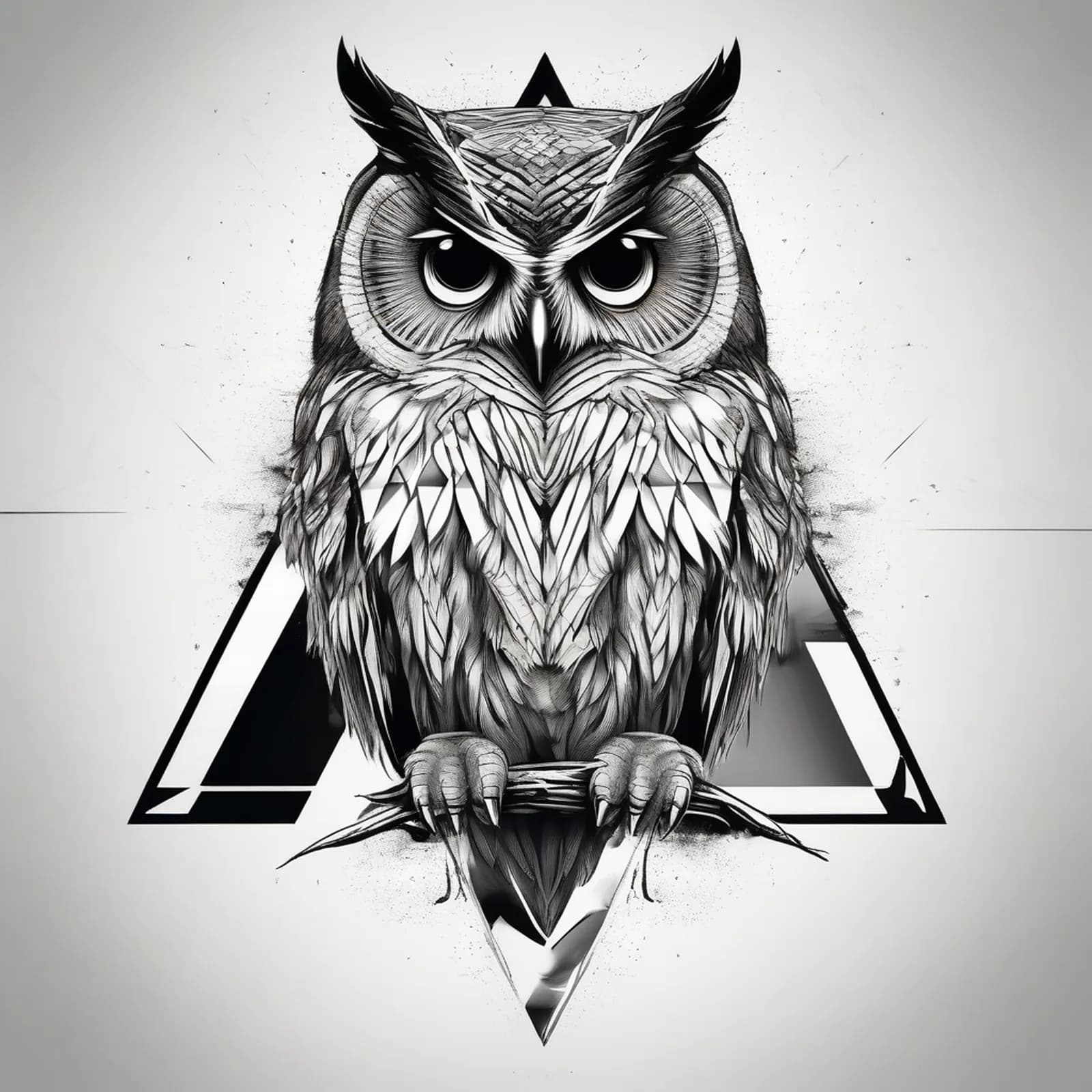 Owl Inside Triangle tattoo design, alternative version 4